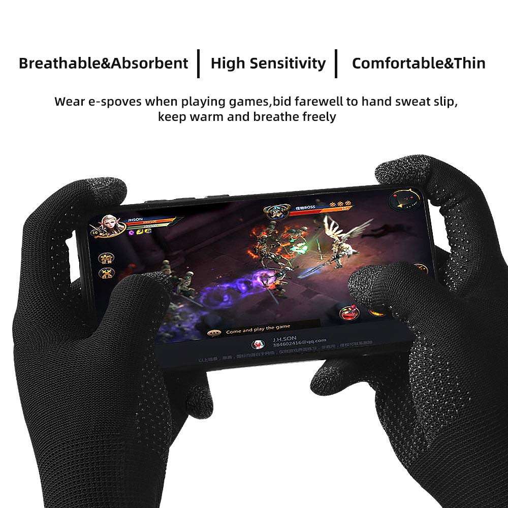 ZEPOHCK Game Gloves, Anti-Sweat Breathable, Touch Finger Gaming Glove for Highly Sensitive Nano-Silver Fiber Material, Dot Silica Gel Palm Non-Slip Design, Support Almost All Mobile Gaming 5