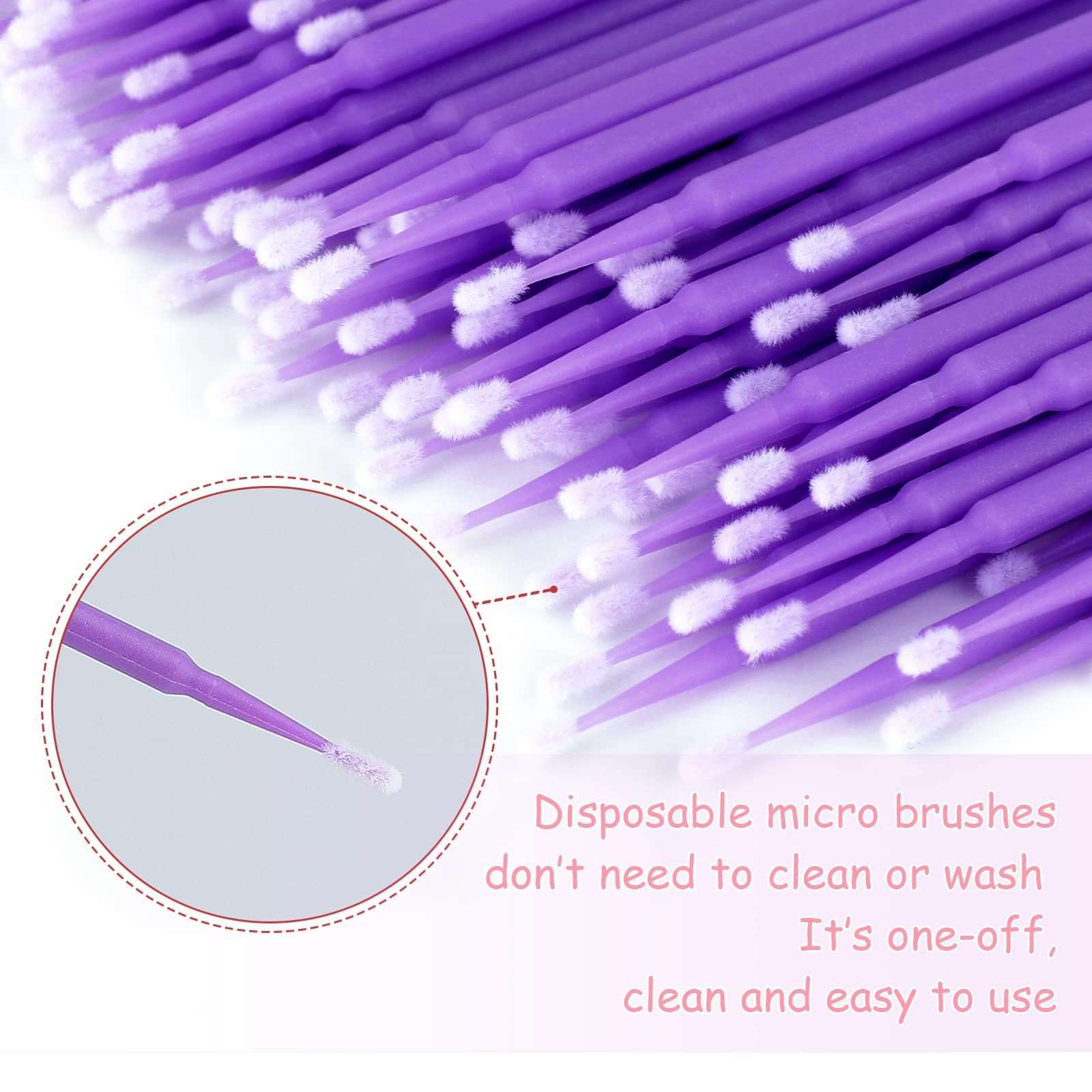 G2PLUS Micro Swabs, 100pcs Cotton Swabs for Makeup, Purple Microswabs for Eyelash Extensions, Disposable Applicators Brush for Nails, Eyeliner and Lash Tech Supplies 5