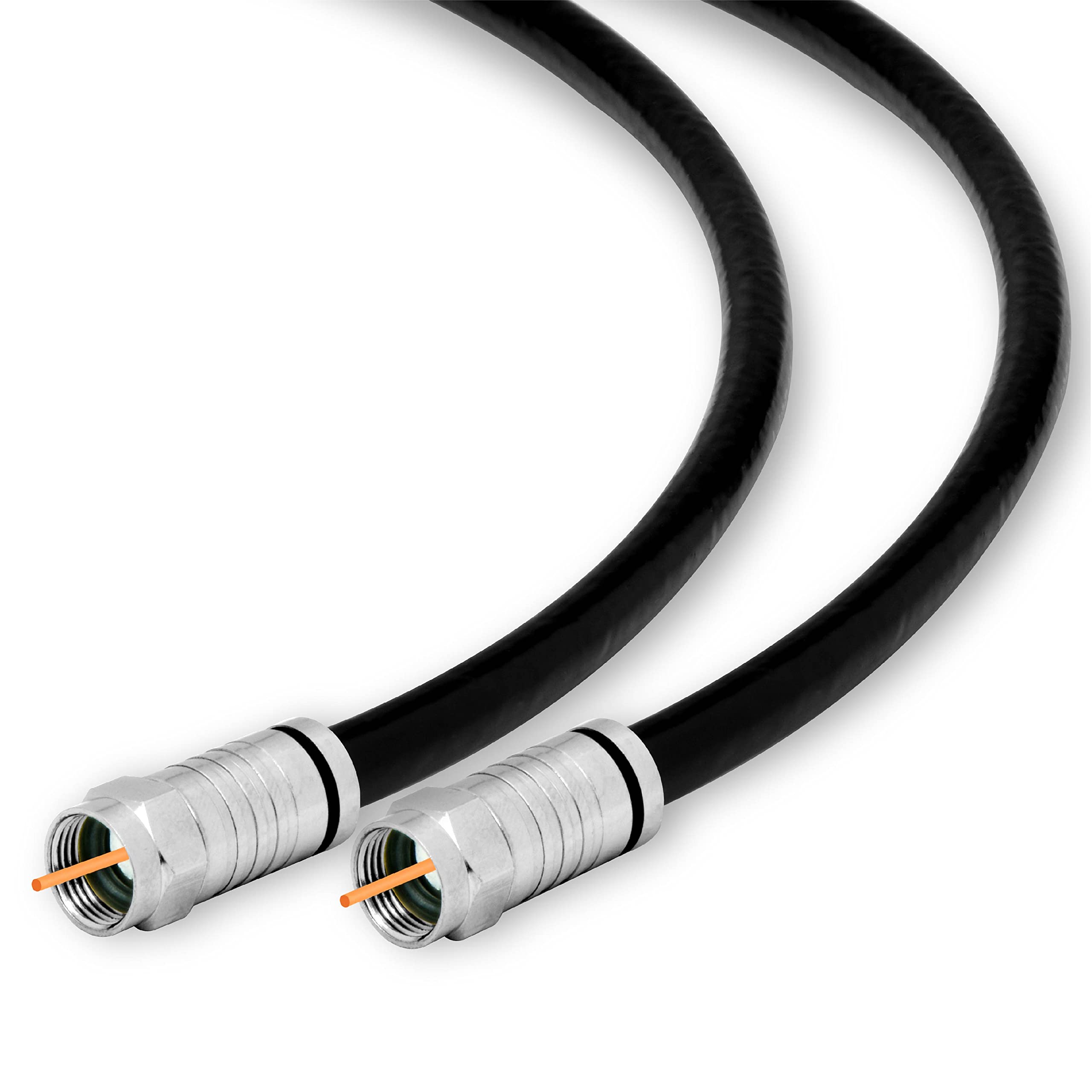 RG6 Quad Shield Coaxial Cable F Connector 18 AWG 3GHZ 75 Ohm Sat TV (2FT, Black) 1