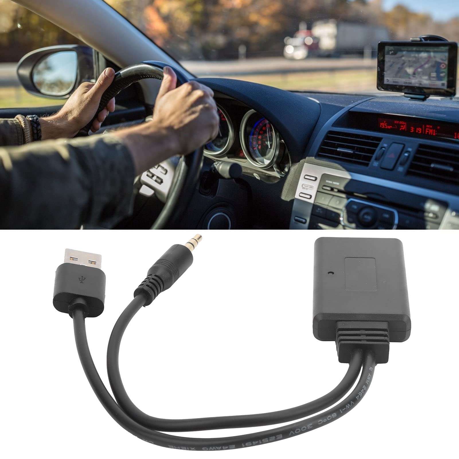 Car Bluetooth Aux Adapter Bluetooth Wireless AUX Adapter Car for Audio Stereo Module 5.0 Receiver Music Player for Audio Adapter Connector 3.5mm AUX+5V/12V USB Port 4