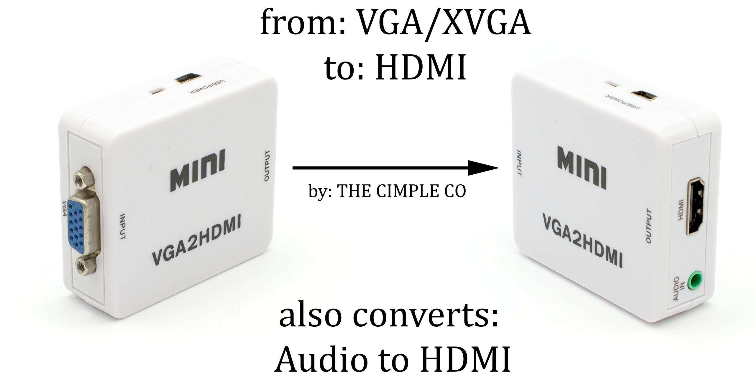 THE CIMPLE CO - VGA to HDMI Converter Adapter - Convert VGA with Audio Video Converter Adapter Box - Includes HDMI Cable for HDTV/PC/Laptop - White 6