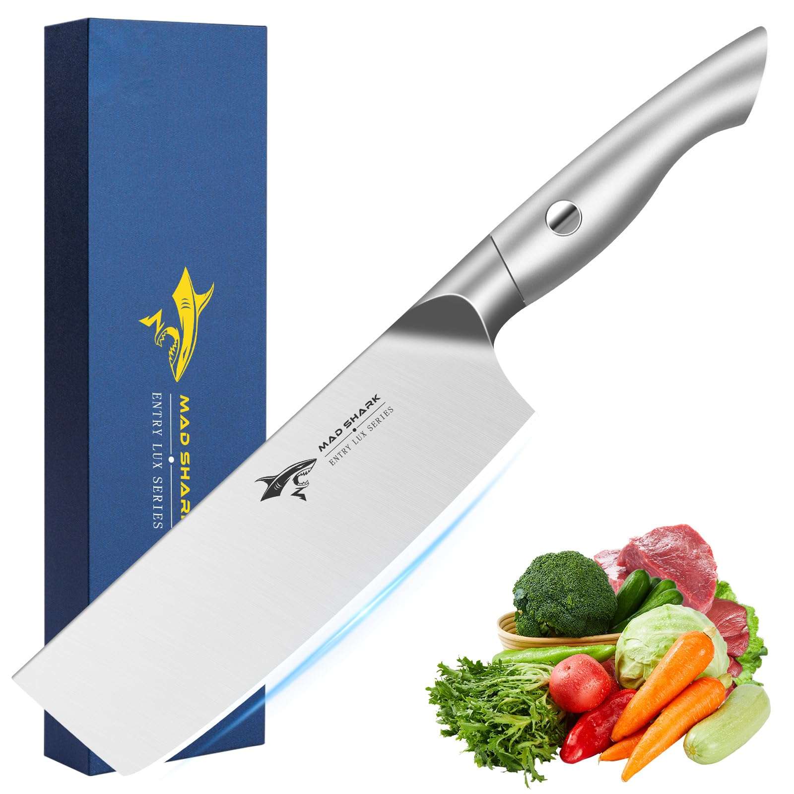 MAD SHARK Nakiri Chef Knife 7 Inch Vegetable Knives, Ultra Sharp Knife, Multipurpose Chopping Knife with Precision and Beauty, for Home and Kitchen, Unique gift for Family with Box (7 Inch) 1