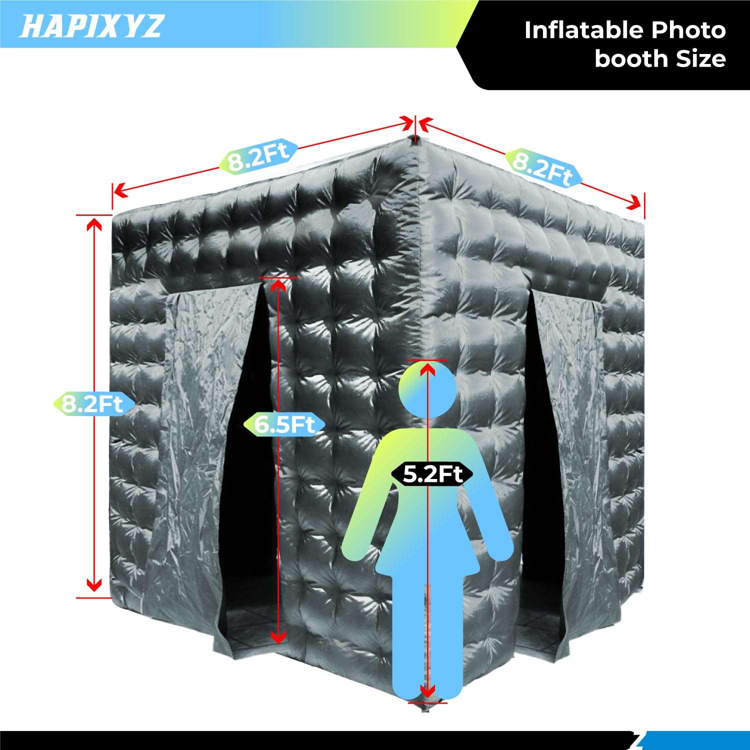 HAPIXYZ 𝗜𝗻𝗳𝗹𝗮𝘁𝗮𝗯𝗹𝗲 𝗣𝗵𝗼𝘁𝗼 𝗕𝗼𝗼𝘁𝗵 𝗘𝗻𝗰𝗹𝗼𝘀𝘂𝗿𝗲, 𝗣𝗼𝗿𝘁𝗮𝗯𝗹𝗲 𝗶𝗻𝗳𝗹𝗮𝘁𝗮𝗯𝗹𝗲 𝗽𝗵𝗼𝘁𝗼 𝗯𝗼𝗼𝘁𝗵,inflatable photo booth,8.2Ft,16-Color LED Lights 3