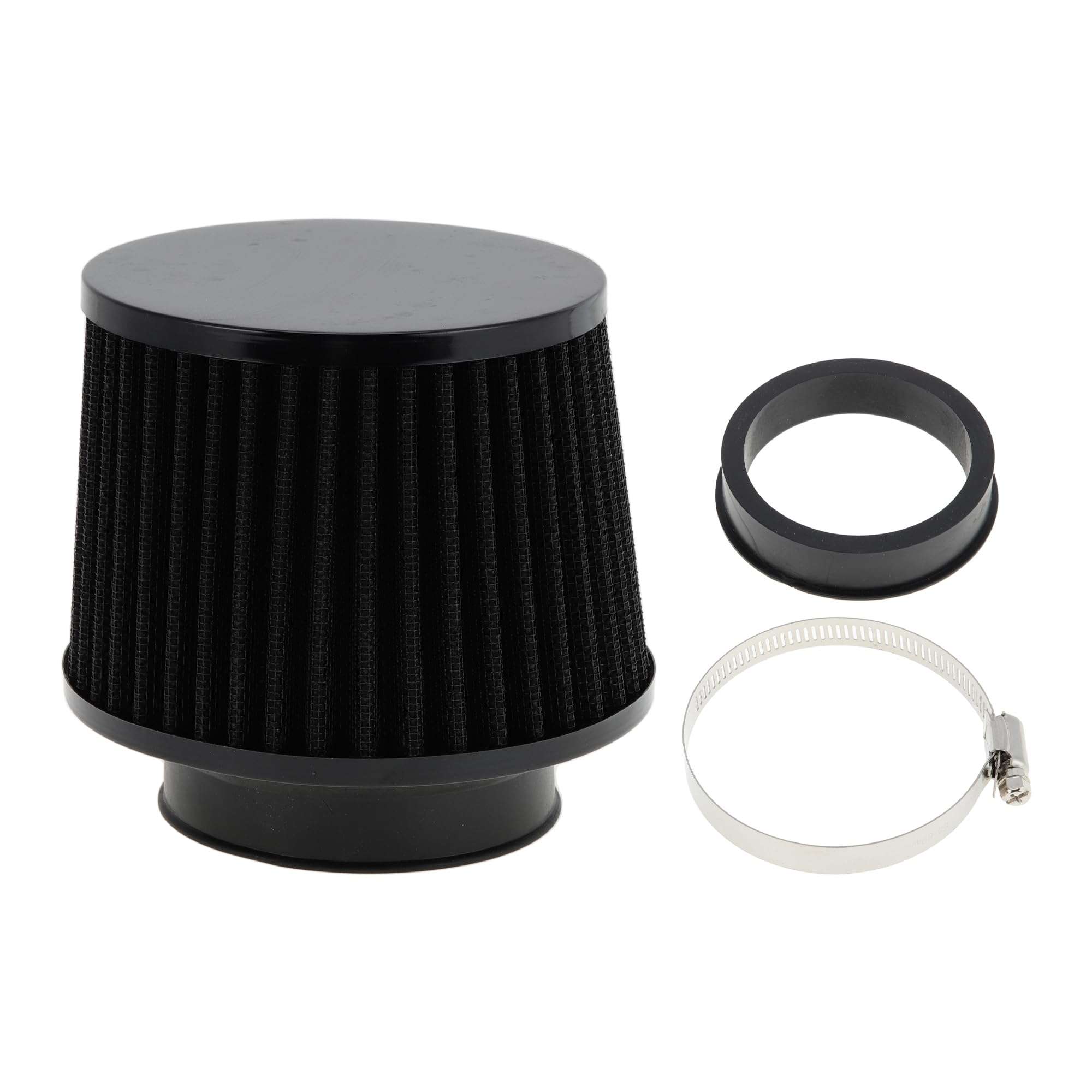 TUCKBOLD Engine Air Filter 76mm/63mm High Flow Cylinder Clamp-On Cold Air Intake Filter Closed-Top Cool Air Filter Cleaner 1 Clamp, 1 Adapter Black for Car
