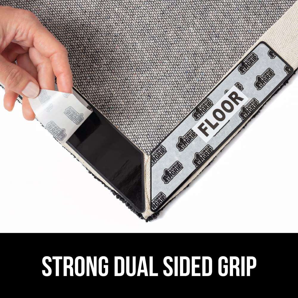 Gorilla Grip Rug Grippers and Chair Desk Mat, Rug Grippers Size Pack 24, Dual Sided Soft Flexible, Chair Mat for Carpets Size 29x47, Slip Resistant Computer Mat, 2 Item Bundle 6