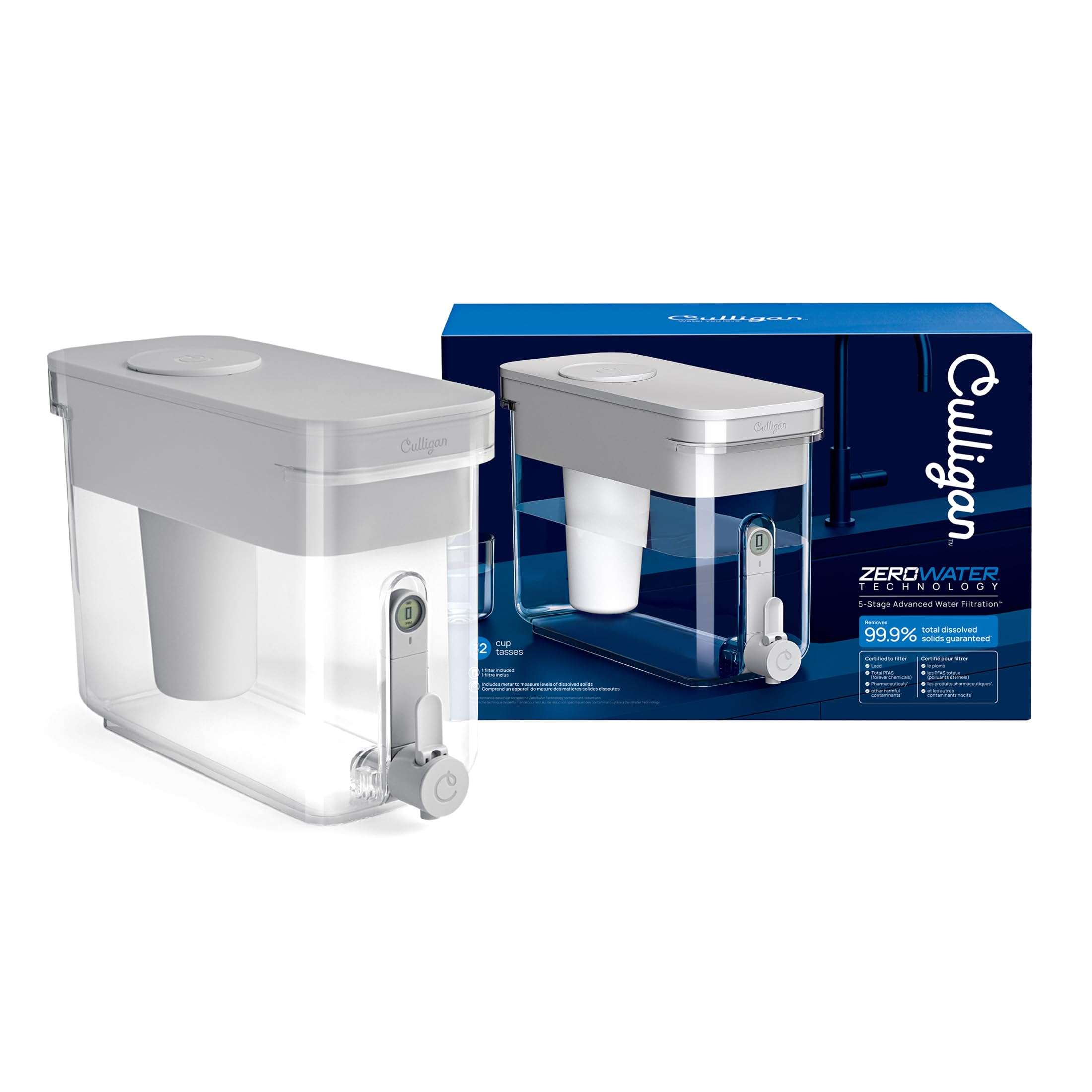 Culligan with ZeroWater Technology 32-Cup Water Filter Dispenser – Includes 5-Stage Advanced Water Filter, Certified to Reduce Lead, Total PFAS (Forever Chemicals), Mercury, Fluoride, and Chlorine 3