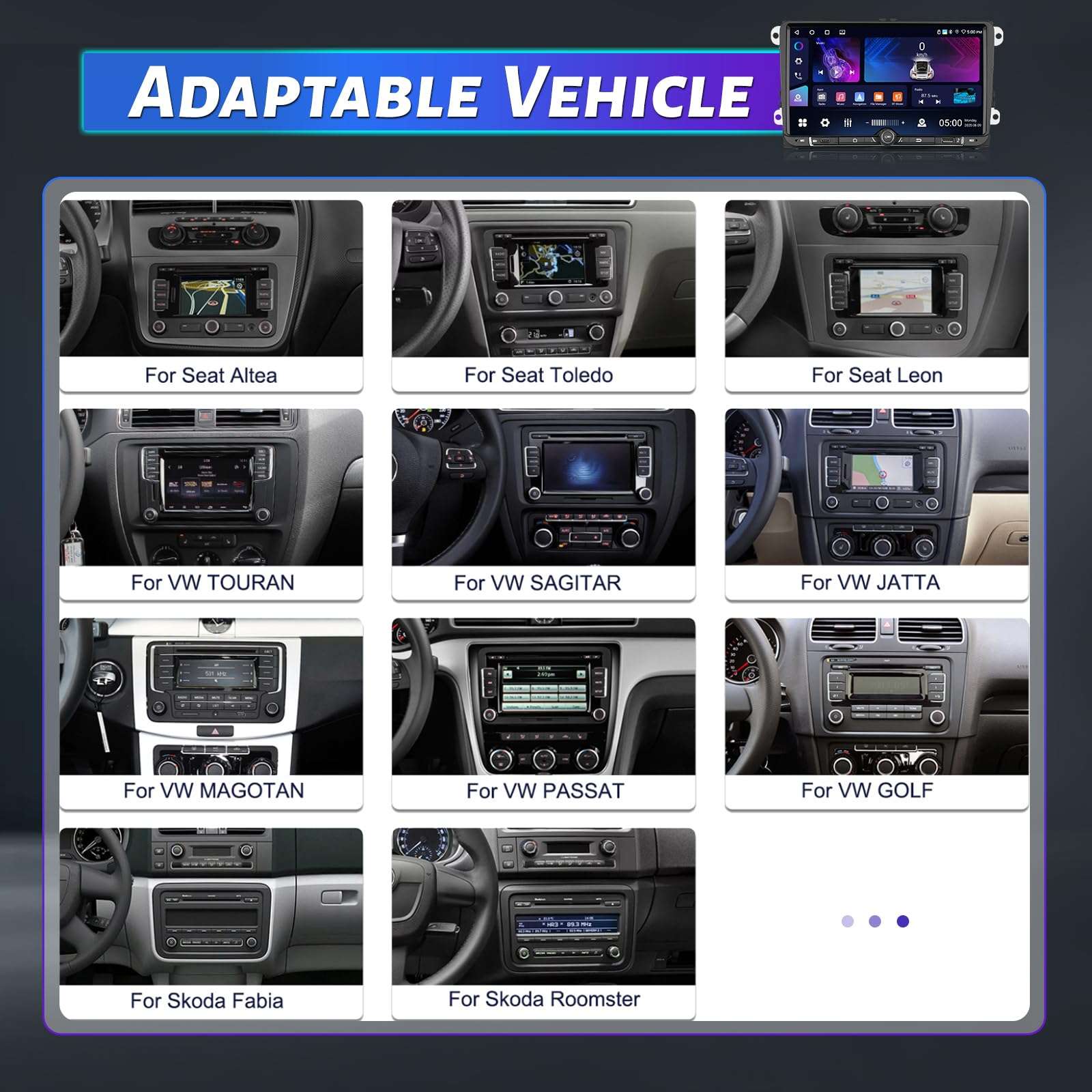 [4+64] Volxcereo Car Radio for VW Passat Jetta Golf MK5 MK6 Volkswagen Tiguan, 9 inch Android Touchscreen Stereo with Carplay/Android Auto, GPS, WiFi, Bluetooth, SWC, FM/RDS 5