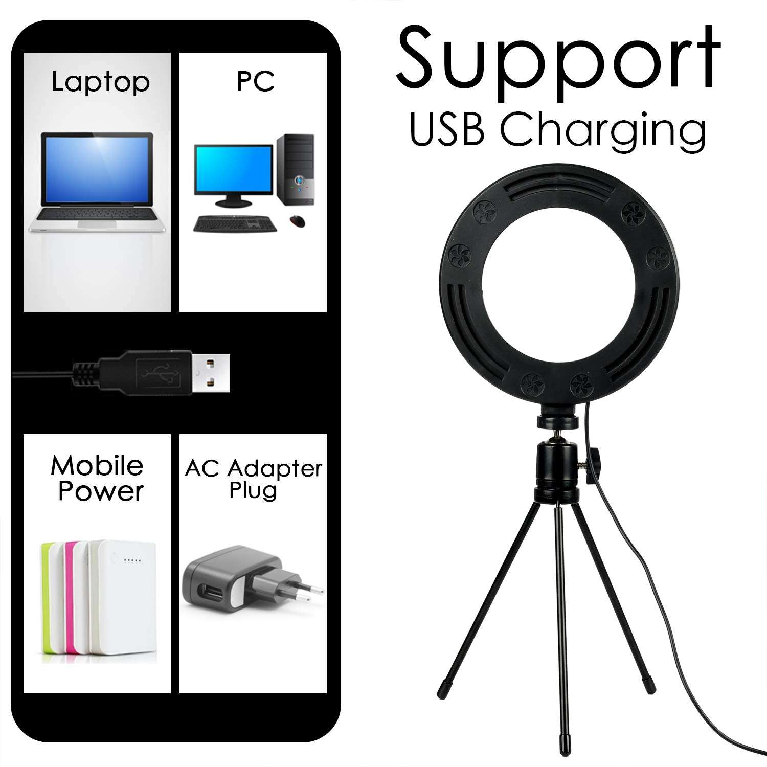 ATPATT 6.3in ring light, with tripod mobile phone holder, LED selfie ring light, with 3 lighting modes and 11 brightness levels, desktop ring light, for YouTube video/photography/makeup live broadcast 6