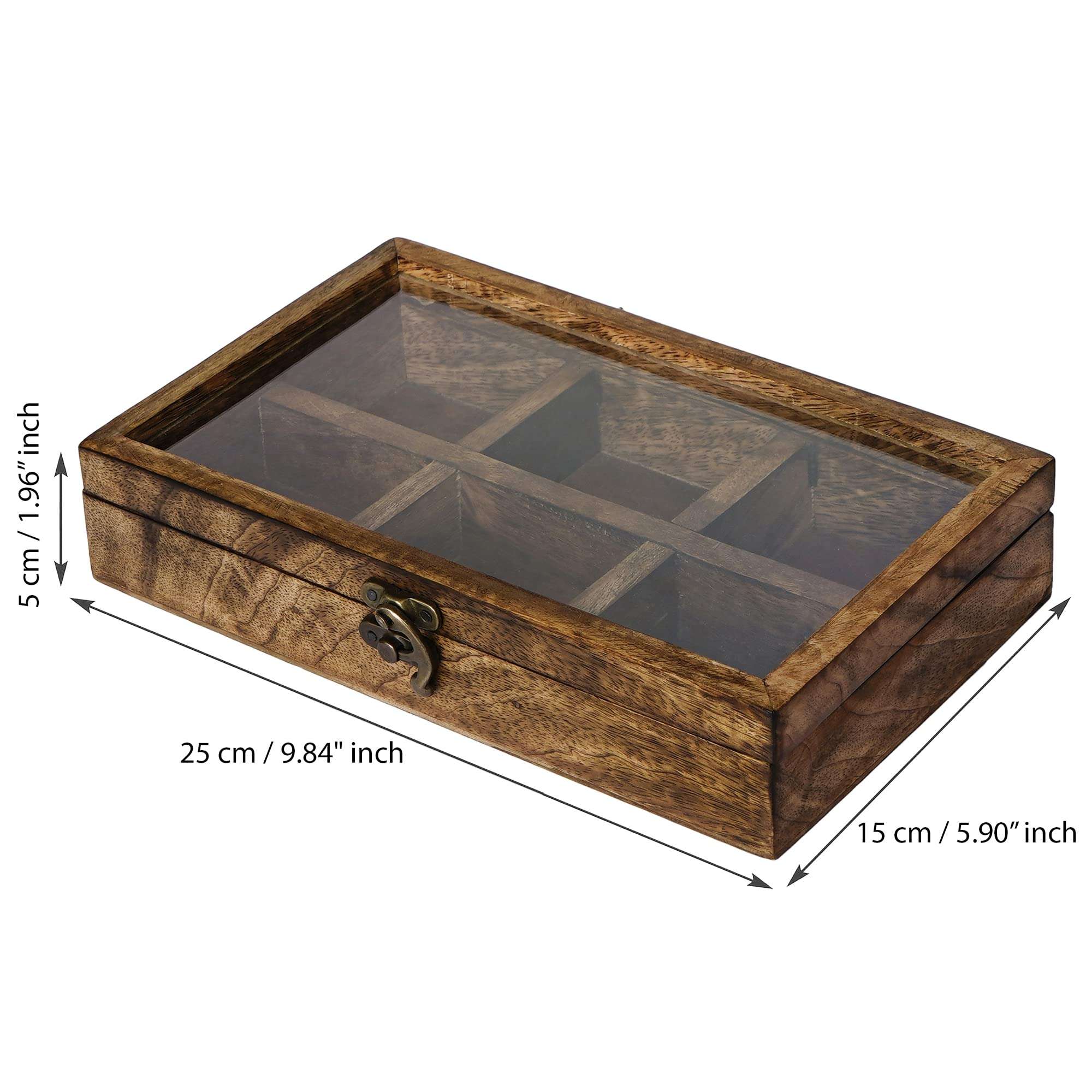 eCraftIndia 6 Rectangle Compartments Handcrafted Wooden Spice Box 5