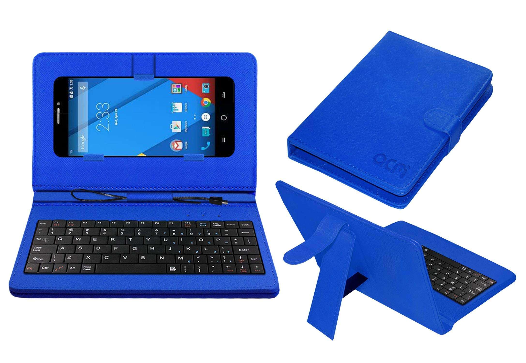 Acm Keyboard Case Compatible with Yu Yureka Plus Mobile Flip Cover Stand Plug & Play Device for Study & Gaming Blue