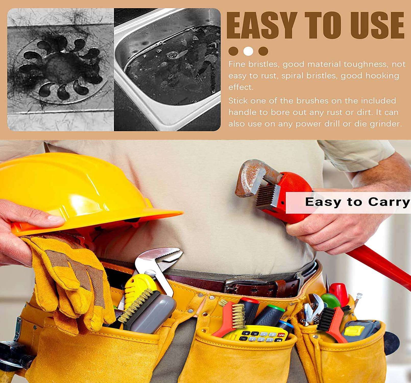 DIY Crafts Carborator Engine Cleaning Kit, 17x 3-9" inch 6X Mini Wire Brushes 4X Medium 3X Big Metal Brass Wire Brushes Brass Curved Handle Scratch for Rust Dirt Included Cleaning Compound (1x Kit) 5