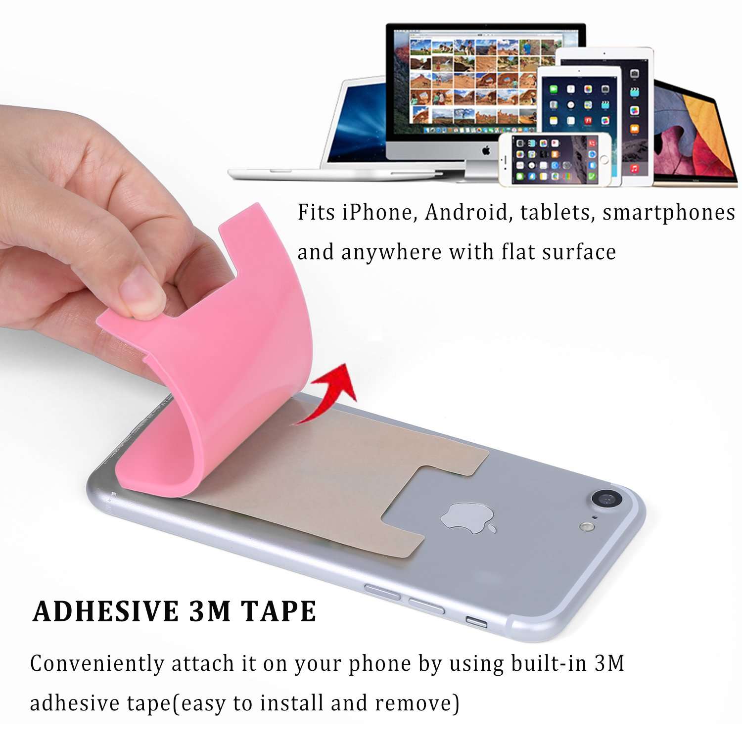 Pofesun 3 Pack Silicone Adhesive Card Holder for Back of Phone, Stick on Wallet Pocket Credit Card Pouch Sleeve Compatible for iPhone 17 16 15 14 13 12 Pro Max,iPad,Samsung Galaxy,Tablet 5