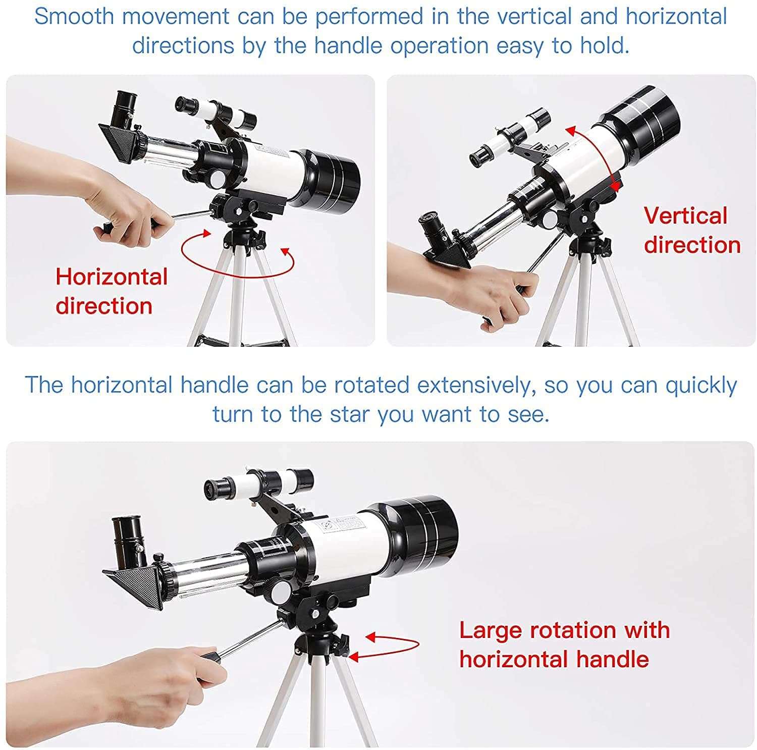 Telescope for Adults &Beginners,70mm Aperture 300mm AZ Mount with Adjustable Tripod and Fully Multi-Coated Optics, Portable Astronomy Refractor Telescope, Wireless Remote 6