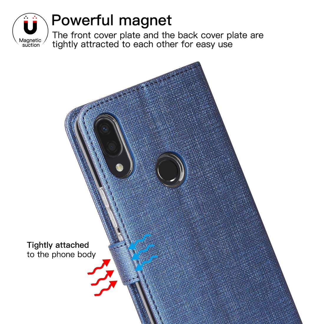Feitenn Alcatel 3V Case 2019, Alcatel 3V Flip Case 2019, Slim Folio Cover Kickstand Credit Card Slots Holder Magnetic Closure Bumper Shockproof PU Leather Soft TPU Shell Alcatel 3V 2019 - Blue 4