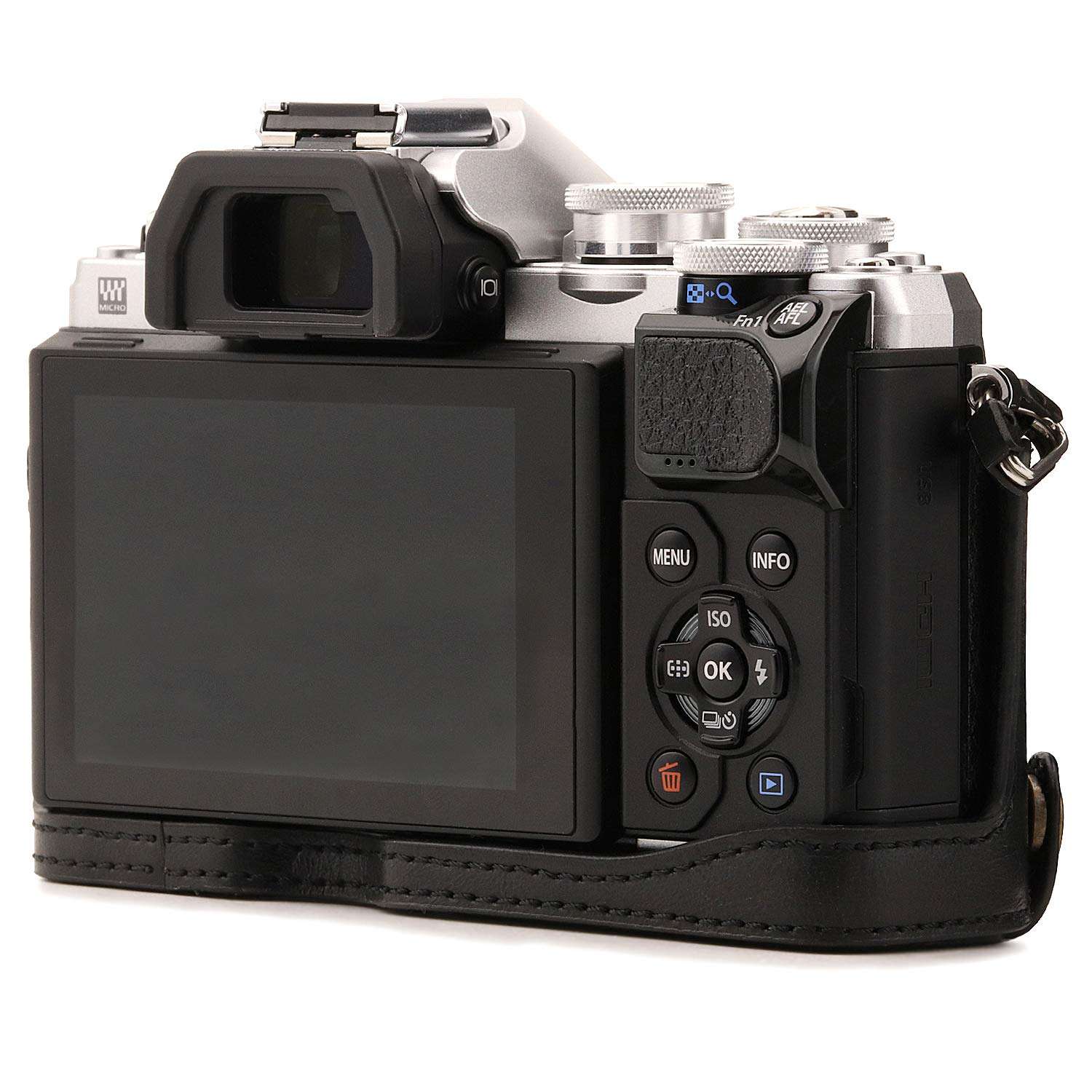 MegaGear Olympus OM-D E-M10 Mark Ii Pu Leather Camera Case, Black (MG969) 3