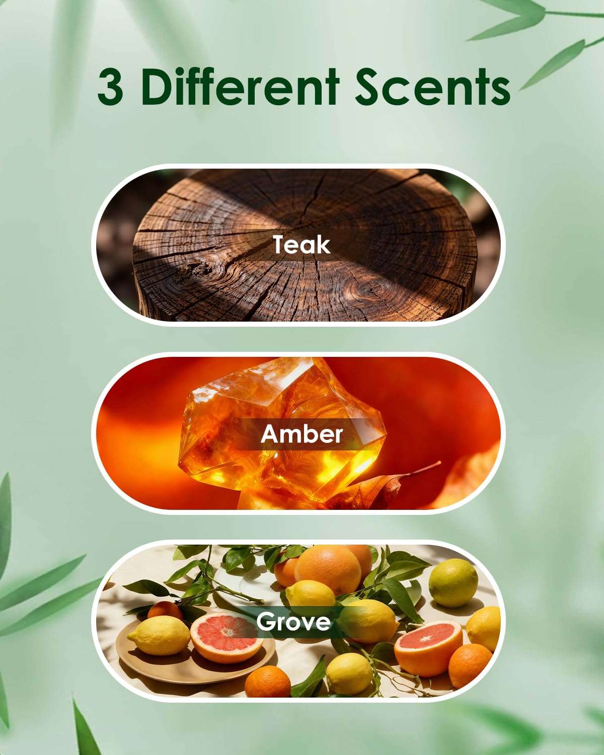 Car Air Freshener - Wood Air Freshener - Long Lasting Car Odor Eliminator for Visor Clip-Variety Scent Starter Kit, Vehicle Scent Diffuser Men&Women- Pack of 3 (Teak-Amber-Grove) 3