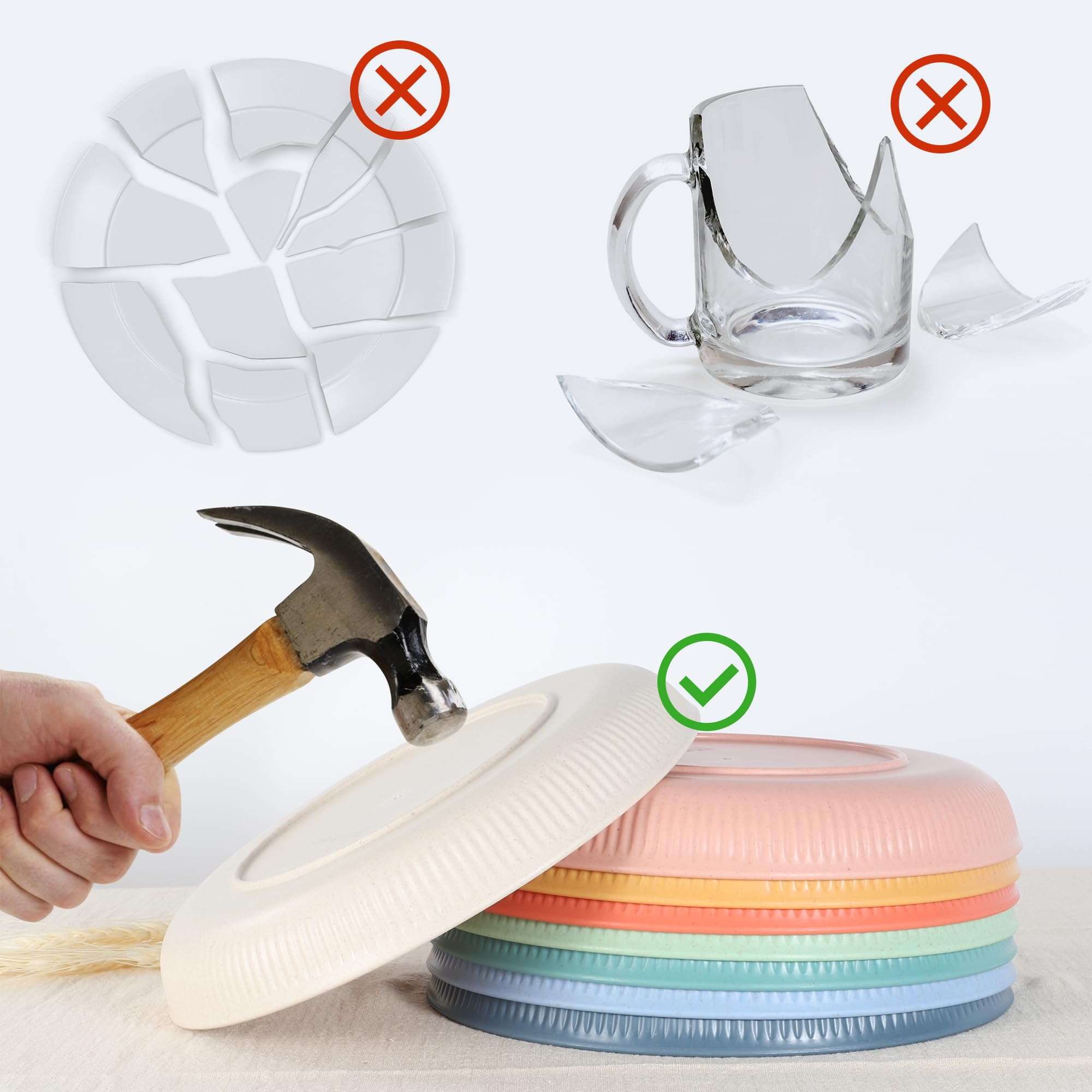 KESHU ENTERPRISE Wheat Straw Dinner Plate Set, Eco-Friendly Dinner Set || Round Serving Plate, Dishwasher & Microwave Safe - Perfect for Dinner Dishes Deep Plates || Easy to Clean (Pack of 1) (Cream) 4