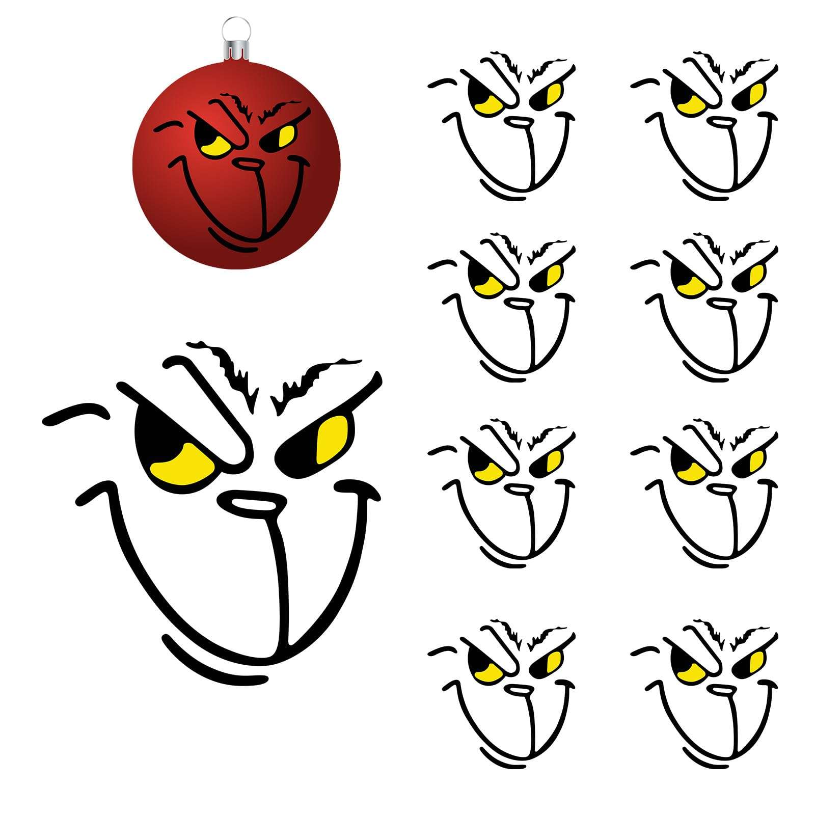 10 Pcs Christmas Ornament Stickers, Christmas Vinyl Stickers,Christmas Decoration Stickers, Christmas Ball DIY Face Stickers, Christmas Window Stickers, Christmas Party Waterproof Stickers - 2.2*2.2i 1