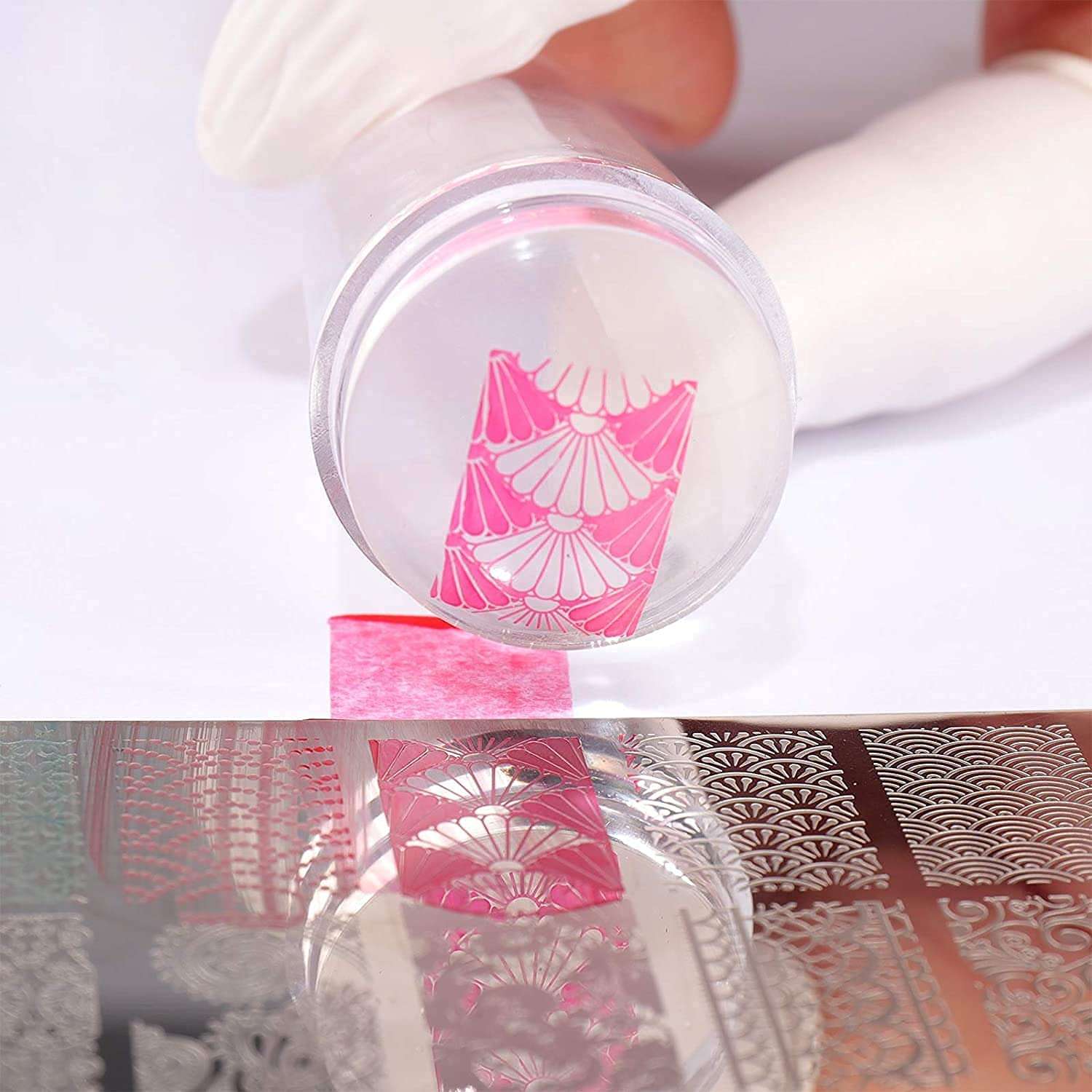 LVZGR Soft Silicone Jelly Nail Stamper Scraper Nail Art Tool Nail Art Stamper Kit with Acrylic Scrapers for French Nail Stamper Stamping Polish Manicure Nail Art Tool 4