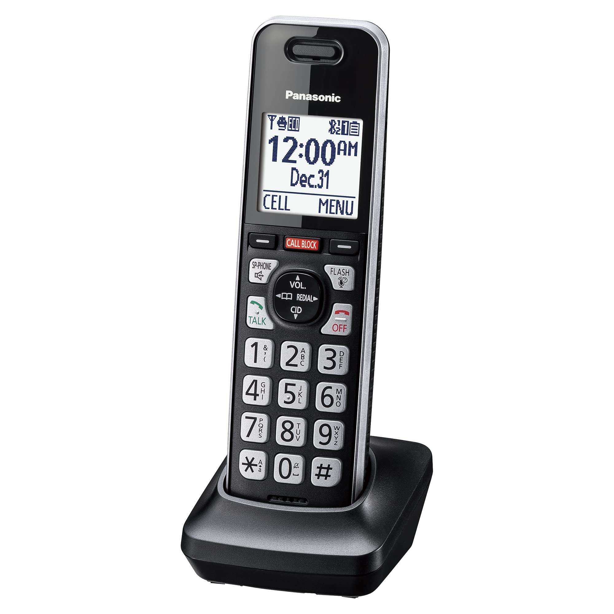 Panasonic Additional Cordless Phone Handset, Advanced Call Block, Compatible with KX-TGF94x and KX-TGF97x Series - KX-TGFA97B (Black with Silver Trim) 1