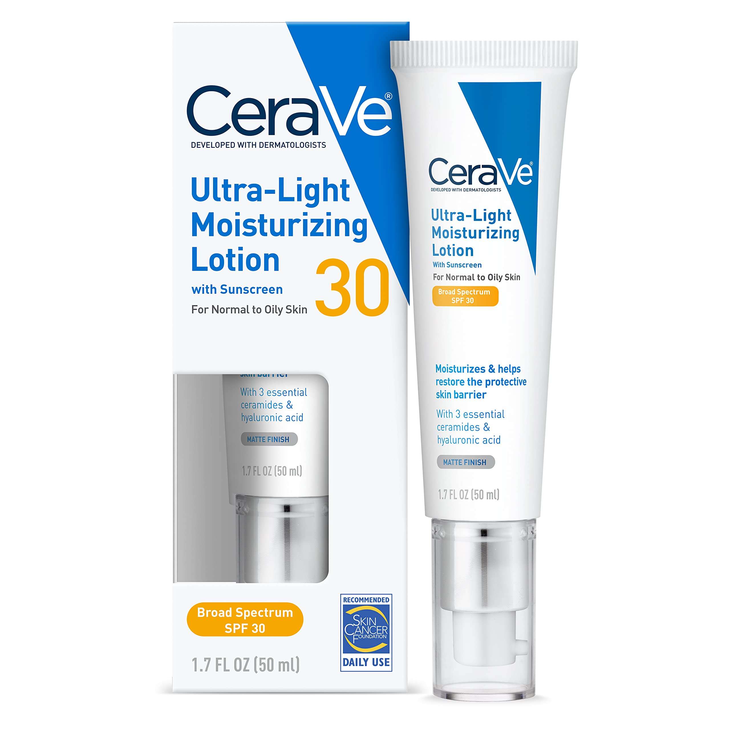 CeraVe Ultra-Light Face Lotion/Face Moisturizer with Sunscreen (SPF 30) for Daily Use, 1.7 Oz 1
