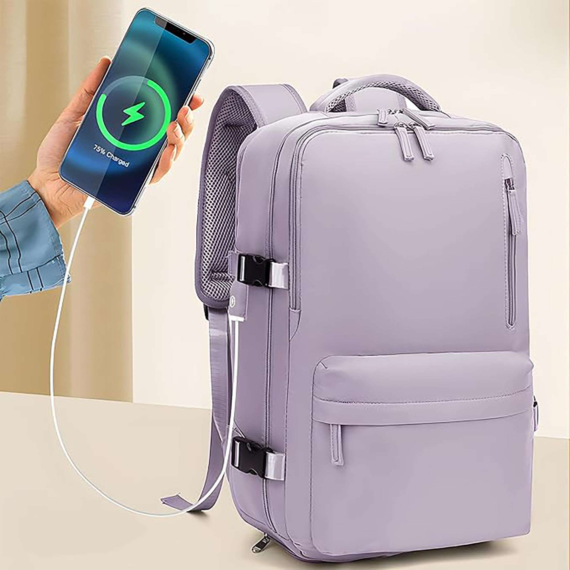 Kuber Industries 35L Waterproof Laptop Bag | Stylish Office/College Bag for Men & Women |Unisex Travel Friendly Professional Backpack - Purple 6