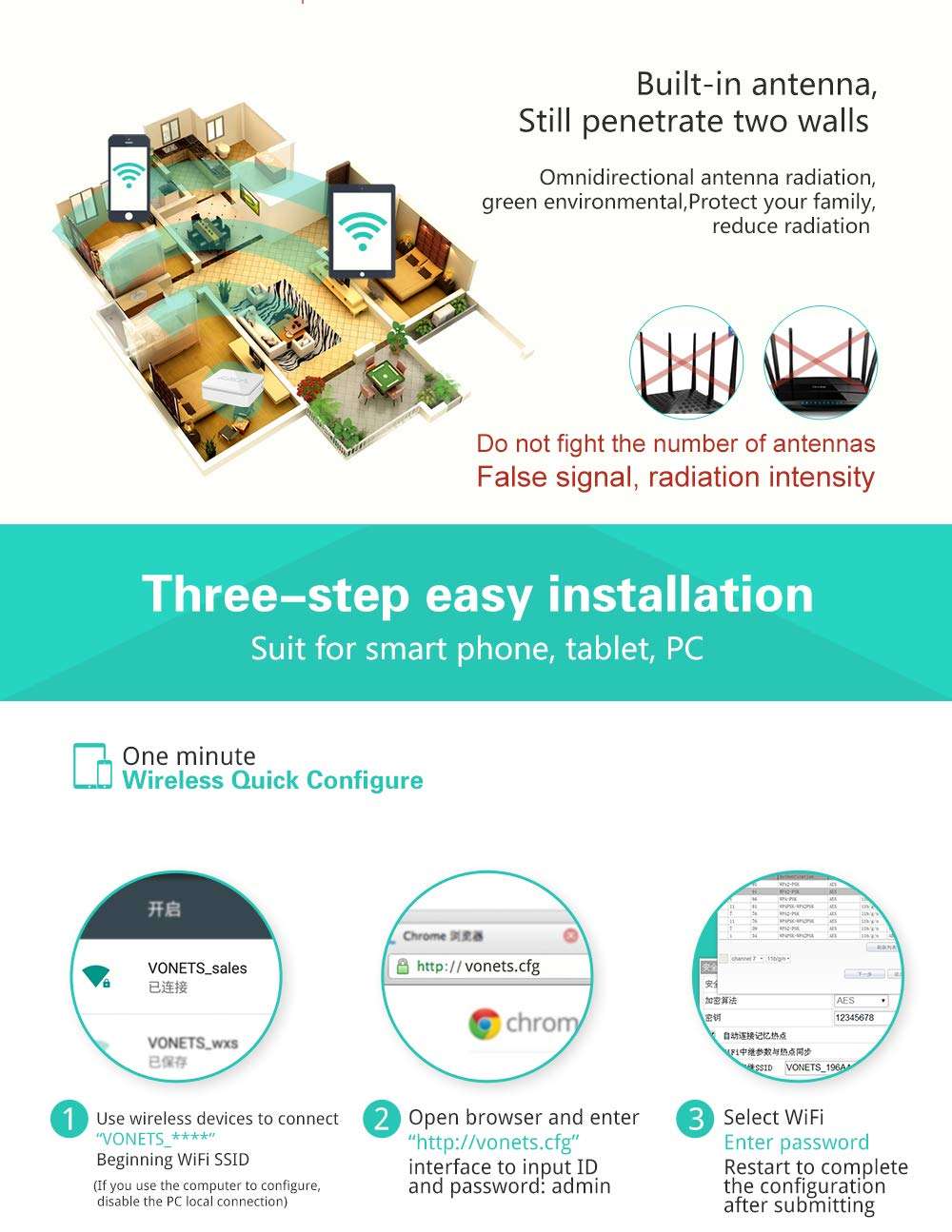 VONETS VAR11N-300 Mini WiFi Router/Wireless Bridge Repeater WiFi Ethernet Convert for Internet Connection IP Printer Hotel WiFi Network Devices 6