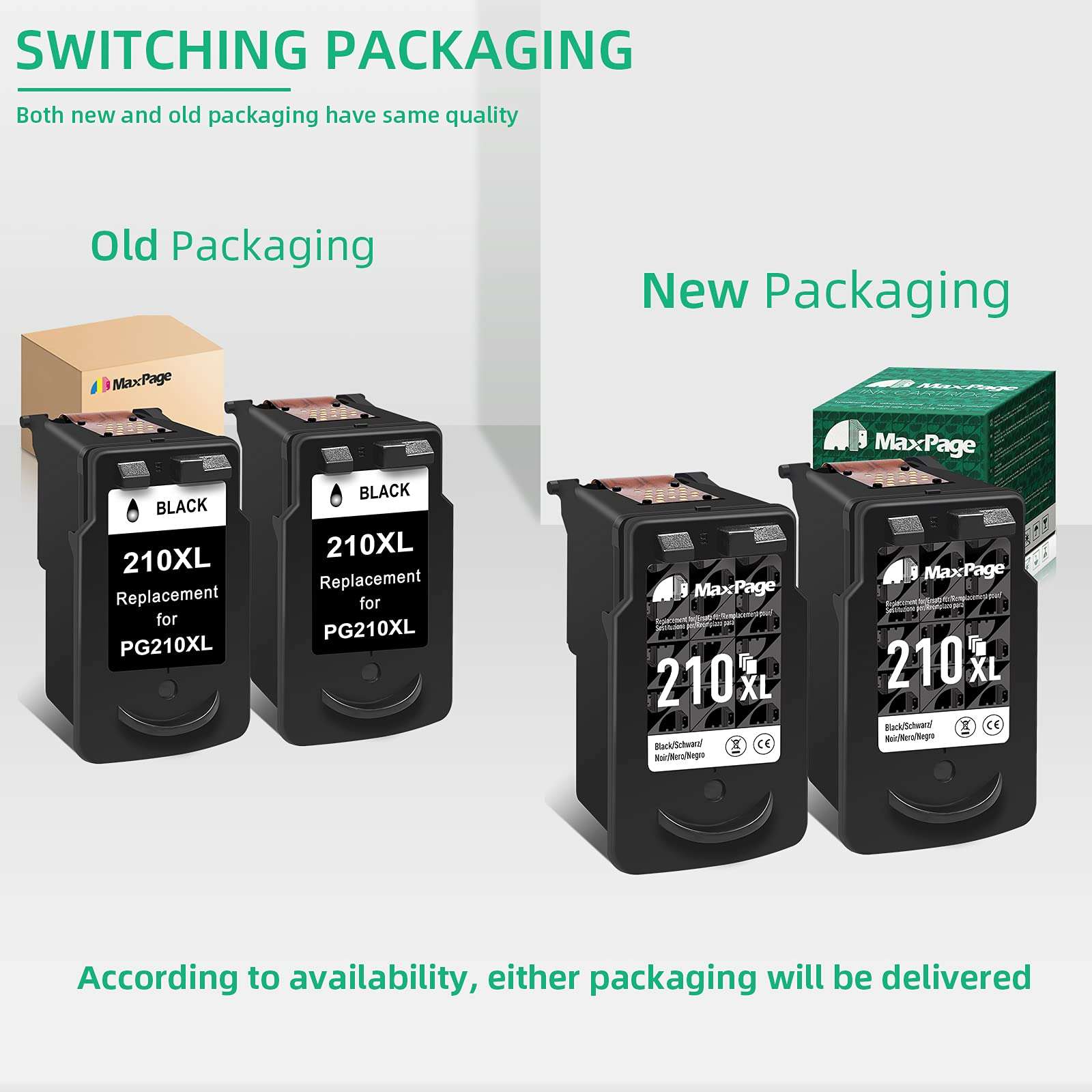 MaxPage Remanufactured Ink Cartridge Replacement for Canon 210 210XL PG-210XL Black Used with Pixma MP495 MX410 MX340 MP250 MX320 MP490 MP499 MX350 MX330 iP2702 MP480 MX420 MP280 Printer, 2-Pack 2