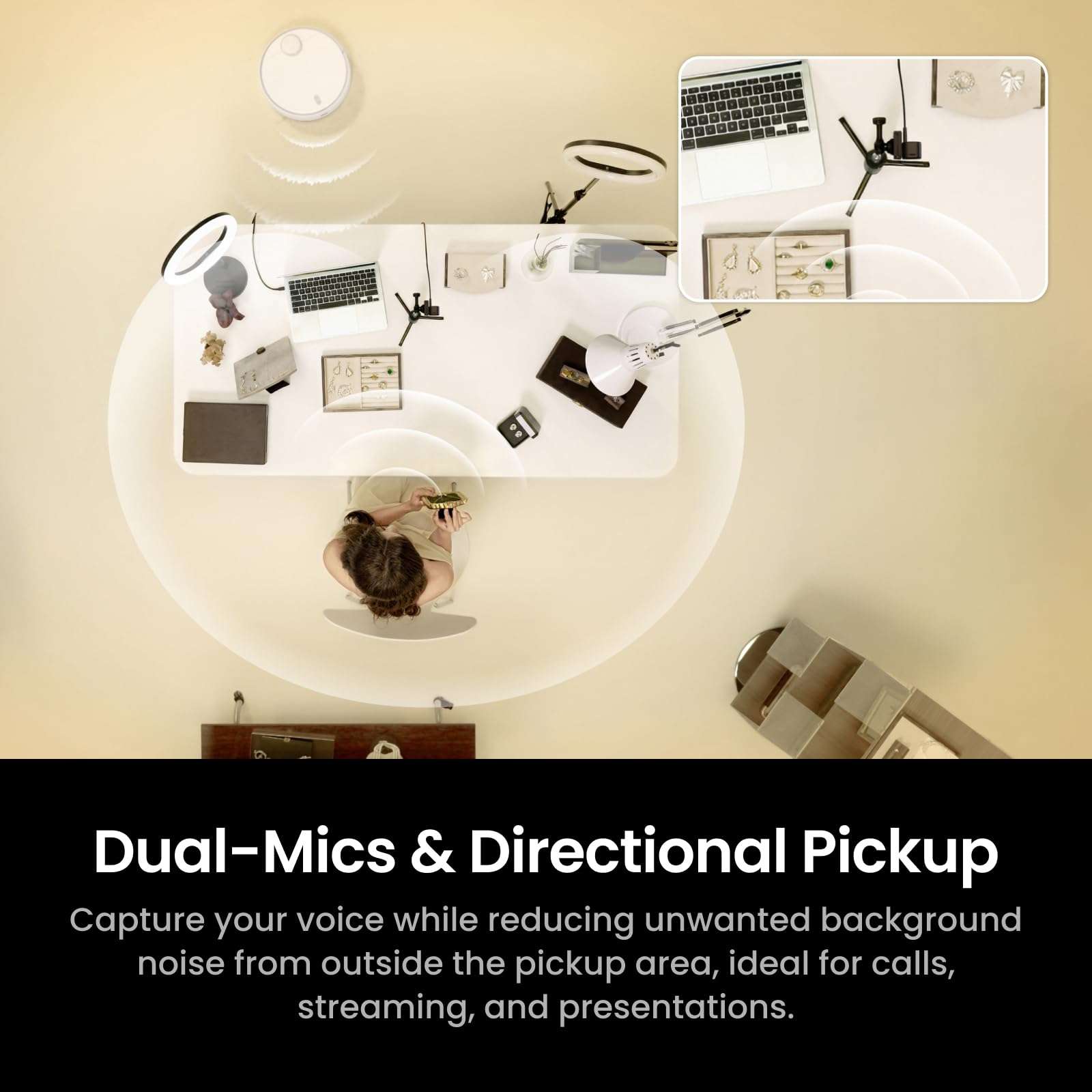 Insta360 Link 2C Pro – 4K Webcam for PC/Mac, 1/1.3” Sensor, Low-Light, Auto Framing, HDR, Directional Noise-Canceling Mics, Supports Stream Deck, Zoom, Teams, Twitch for Streaming or Meetings 4