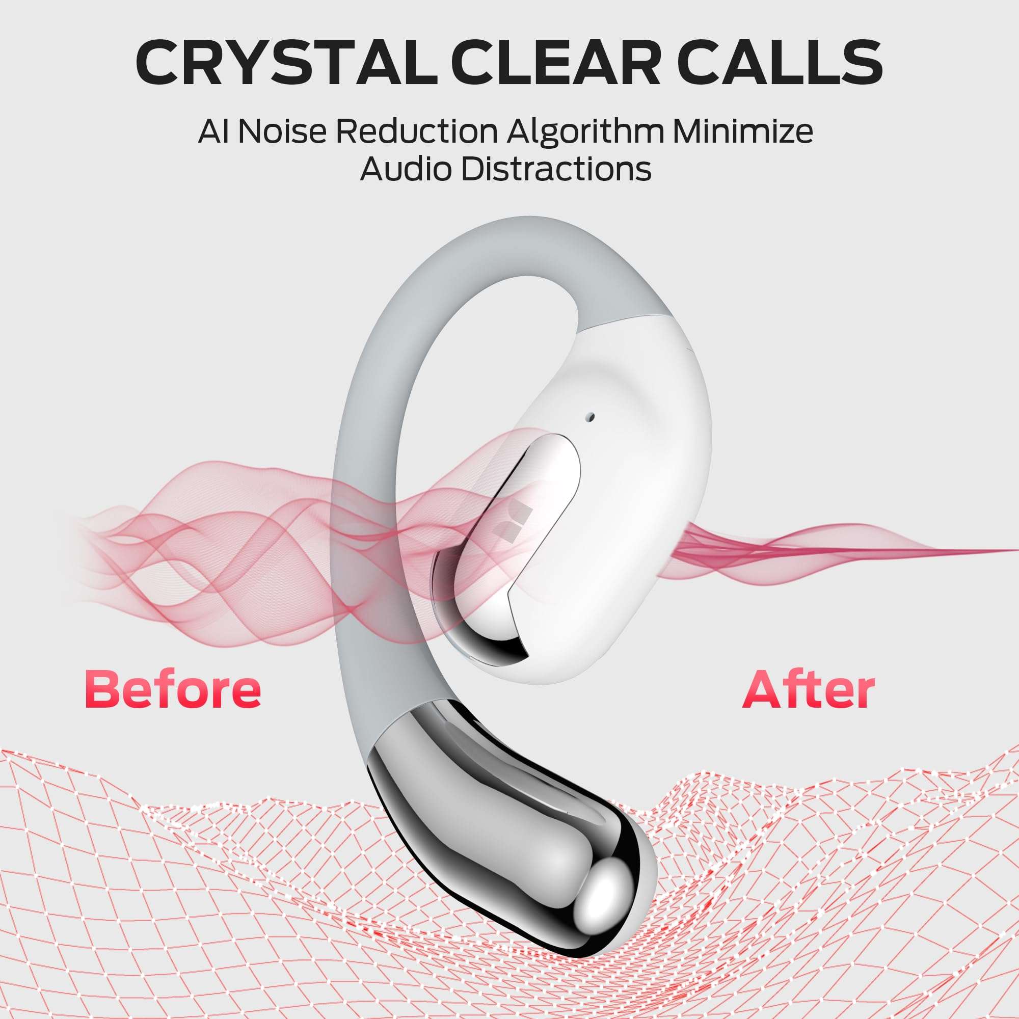 Monster Open Ear AC317 Headphones, Wireless Headphones with Stereo Sound, Bluetooth 5.4, 24H Playback, Crystal Clear Calls, Type-C Charging, Touch Control, Sweat Resistant Open Ear Wireless Earbuds 5