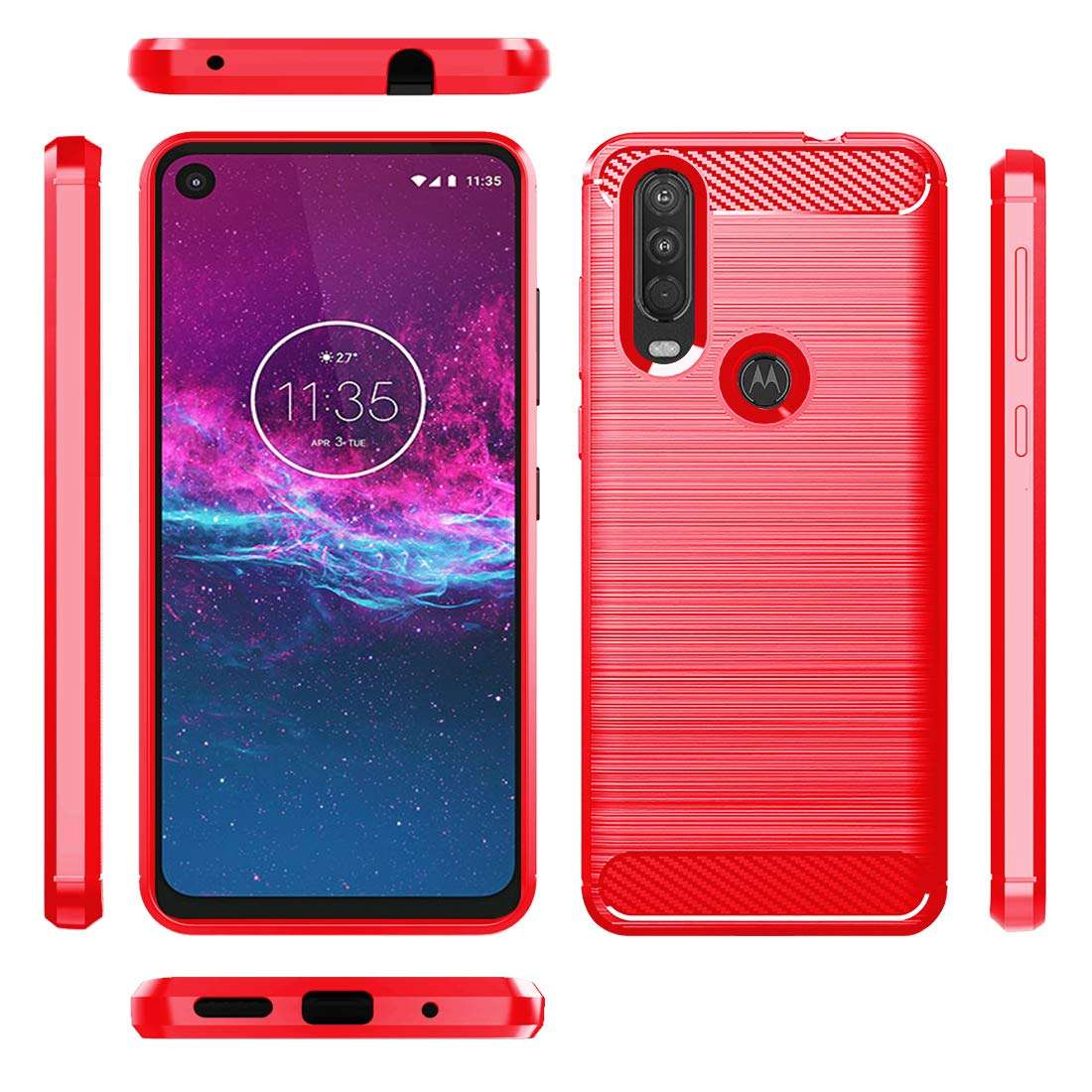 Dzxouui Compatible with Motorola Moto One Action Case,Moto P40 Power case,Protective Phone Cover Shockproof Soft TPU Case for Motorola Moto P40 Power/One Action(DL-Red) 5