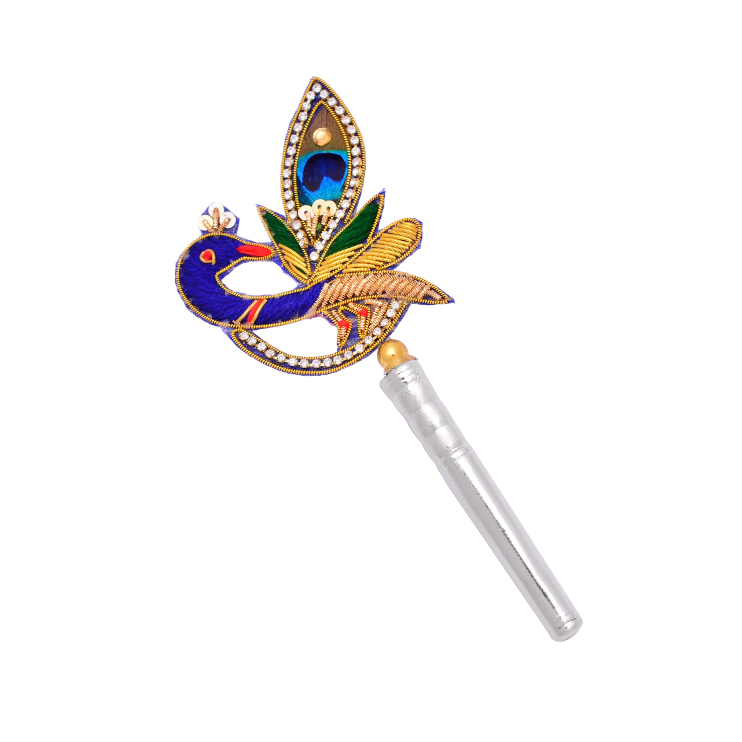 CARATWALA 999 Pure Silver (Chandi) Peacock Feather/Hand Fan/More Pankh for Home Decoration, Pooja, Gift Purpose & Donation. 1