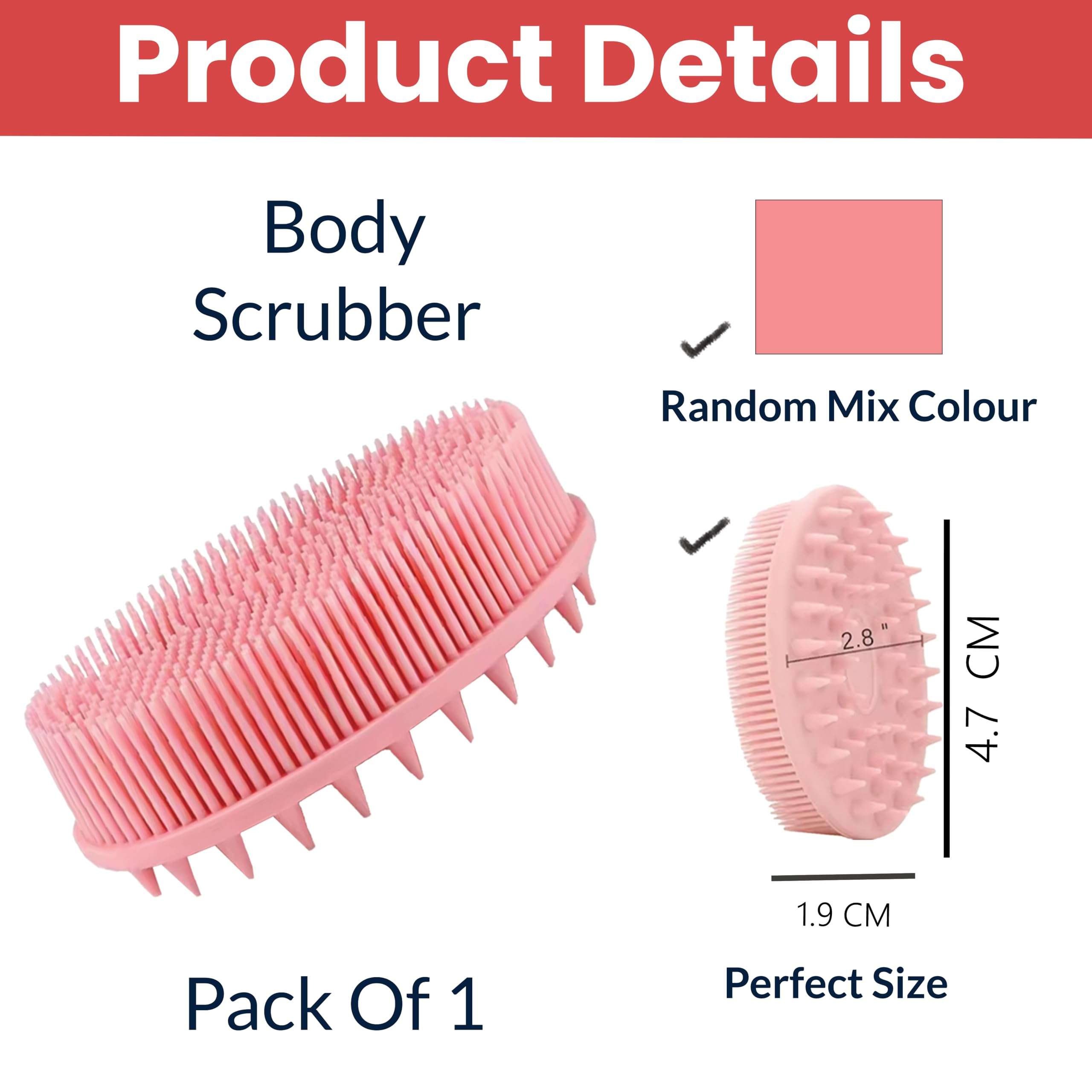 TEMPERIA (1 pcs) Silicone Body Scrubber for Bathing - Exfoliator Bath Brush for Face & Body Wash - For Nourishing Cleaning & Exfoliating Skin - Lather Boosting Ergonomic No-Slip Handle for Men & Women (Random Colors) (MN01) 3