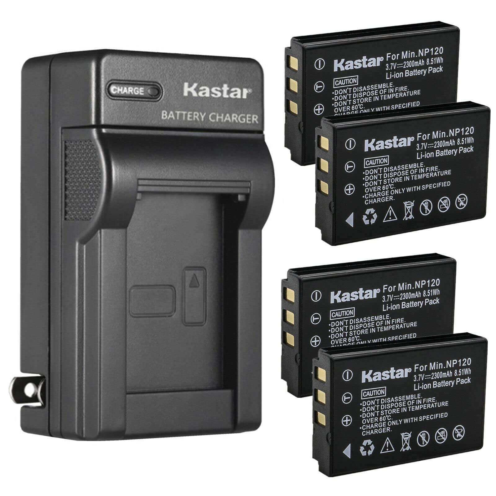 Kastar 4-Pack Battery and AC Wall Charger Replacement for EXFO XW-EX003, AXS-100, AXS-110, AXS-110 OTDR, FIP-400-D, FLS-600, FPM-600, FVA-600
