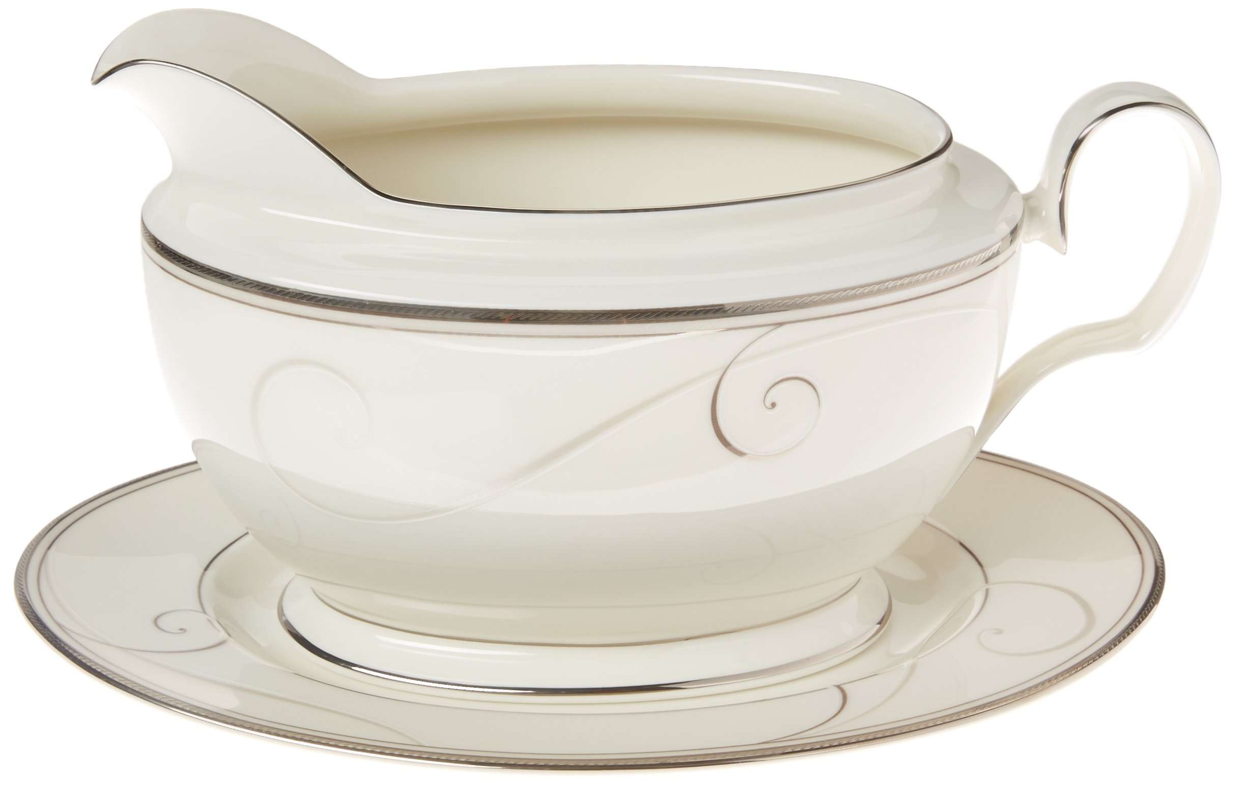 Noritake Platinum Wave 2-Piece Gravy Boat with Tray 1