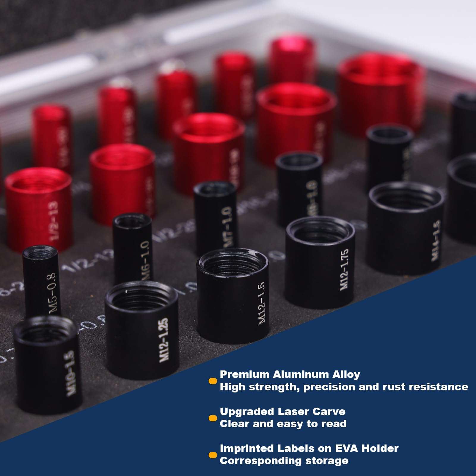 Upgraded Nut and Bolt Thread Checker, CRAFTFORCE 34 Pieces Thread Gauge Set (18 Inch & 16 Metric), Individually Placed in Portable Case for Quickly Checking Nuts and Bolts and Verifying The Size 5