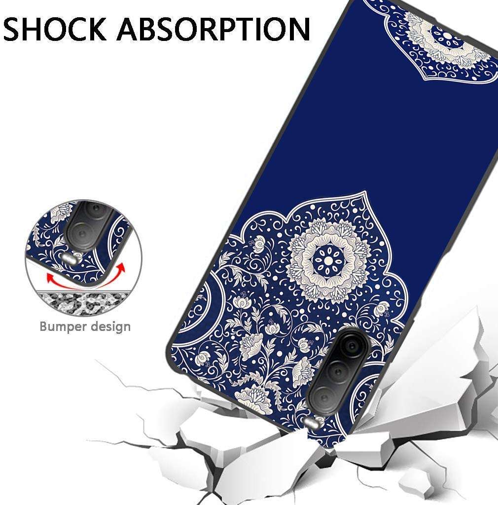 Entaifeng Sony Xperia 10 II Case, Scratch Resistant Grippy Soft TPU Rubber Full Body Protective Phone Cover for Sony Xperia 10 II (Blue/Flourishing Flowers) 2