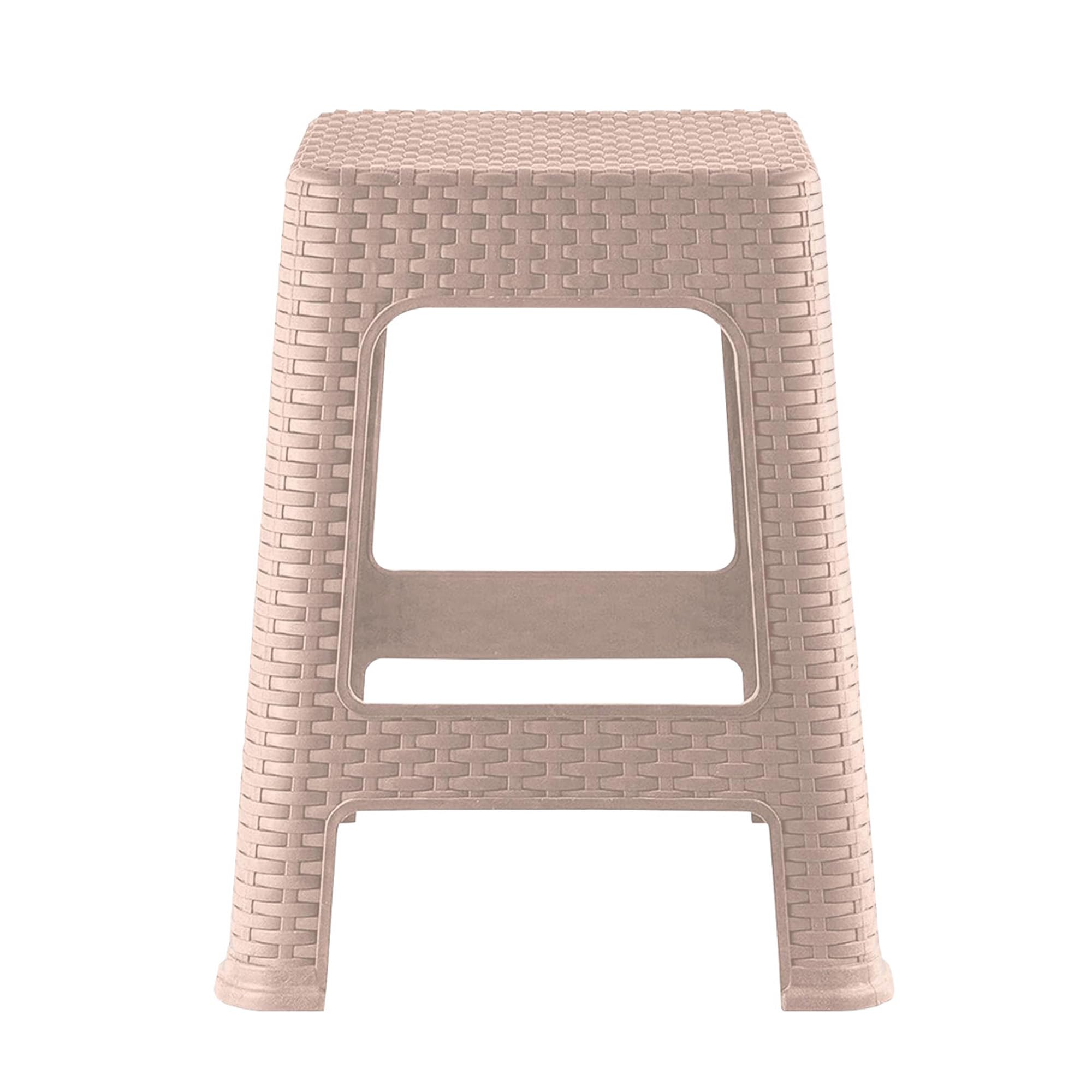 Kuber Industries Plastic Sitting Stool for Kitchen, Bedroom, Office | Non-Slip Lightweight Stool | Cream 1