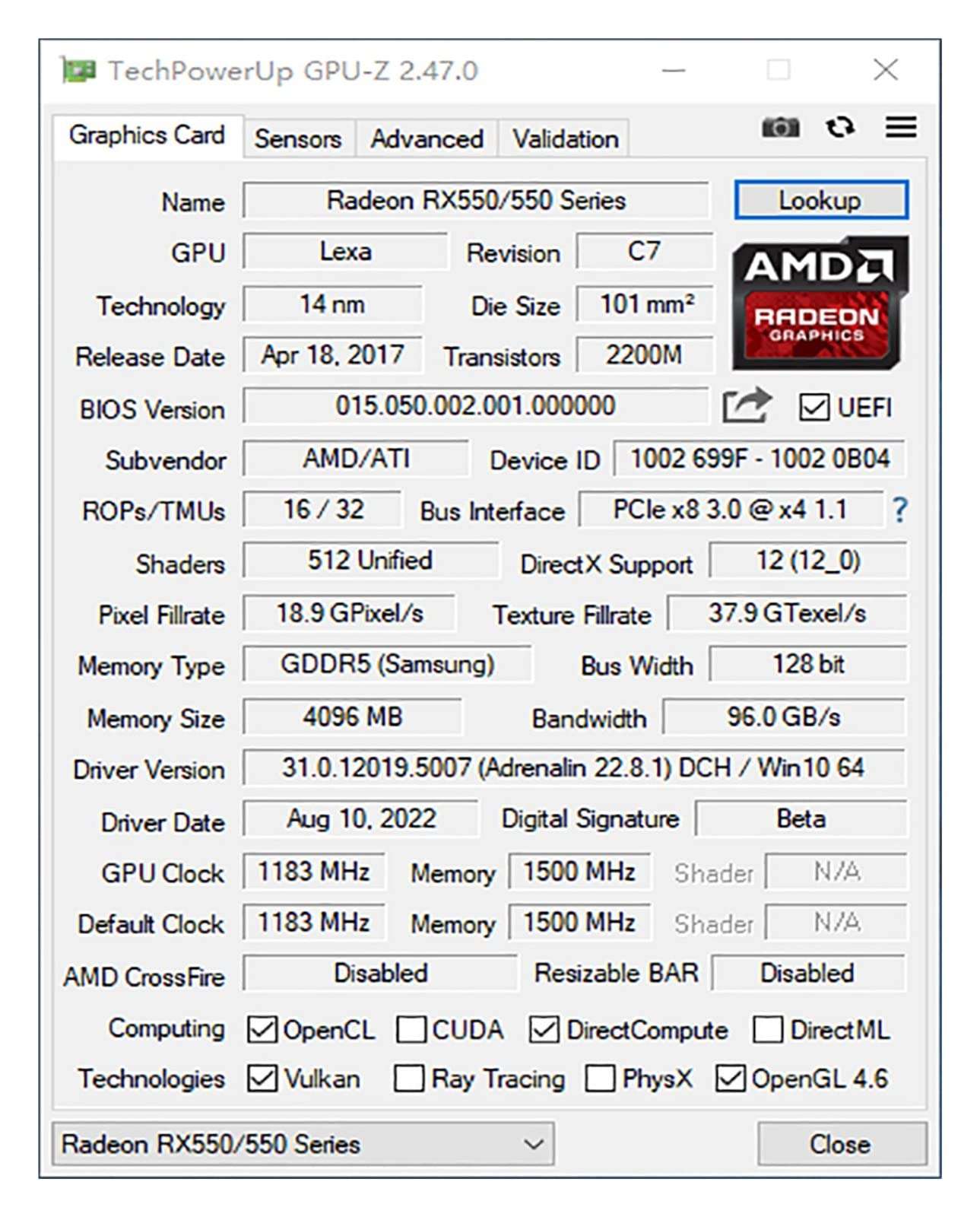 AMD Radeon RX 550 4GB Graphics Card GDDR5 128bit PCI-E 3.0 X 16 HDMI DP DVI-D RX550 Video Card Desktop Gaming Card Placa 3