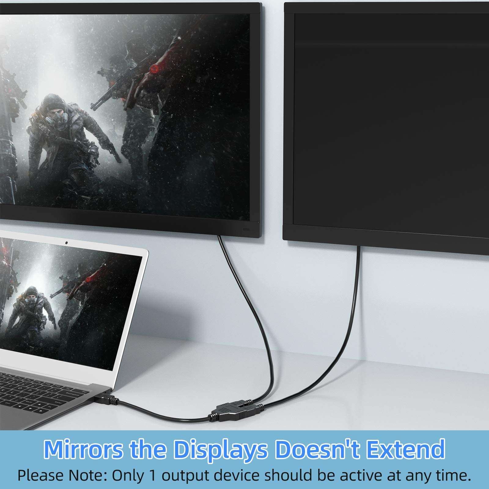 HDMI Splitter Cable 1 Male to Dual HDMI 2 Female Y Splitter, Male to Dual HDMI 2 Female Cable Supports Full HD 1080P Resolutions for X-box/ P'S4 /HD-TV /DVD Players 3