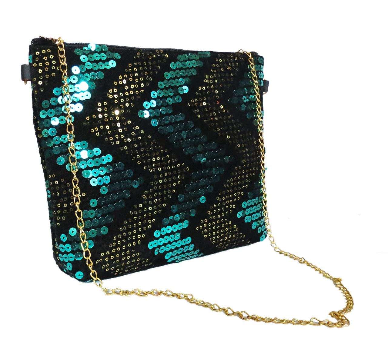 DN CREATION Sitara Sling Bag with Chain for Womens (Blue) 1