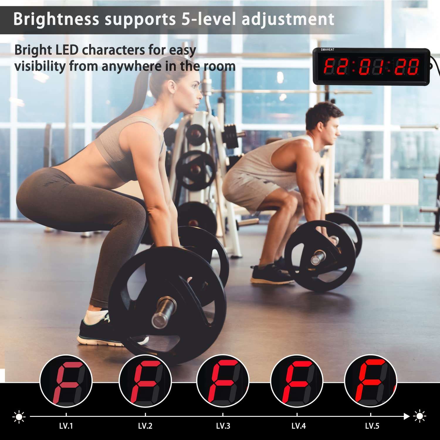 SMAHEAT Fitness Timer with Stopwatch Button, Suitable for School/exam/Home Exercise/Gym/Gym SMAHEAT Electronic Fitness Timer (1.5 inch six-Digit All-red) 5