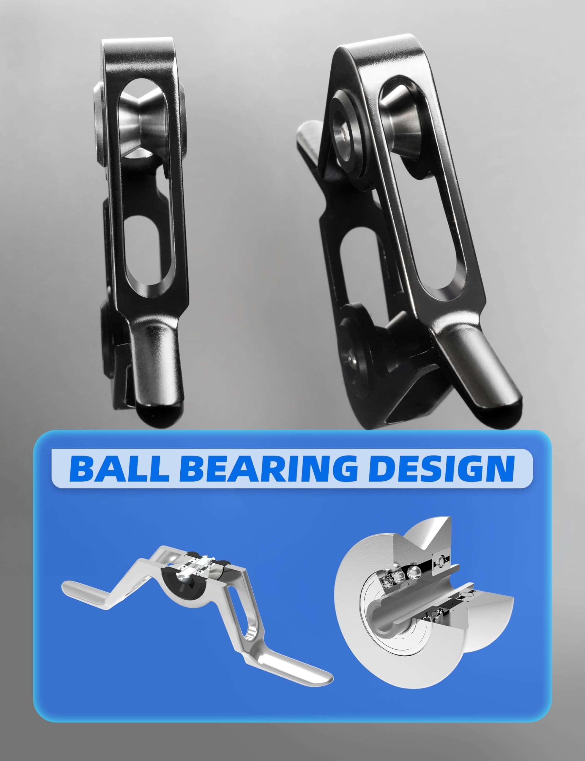 BLUEWING Fishing Roller Guide Heavy Duty Aluminium Alloy Rod Guide Ring for Big Game Rod Trolling Fishing, #2 Black 4