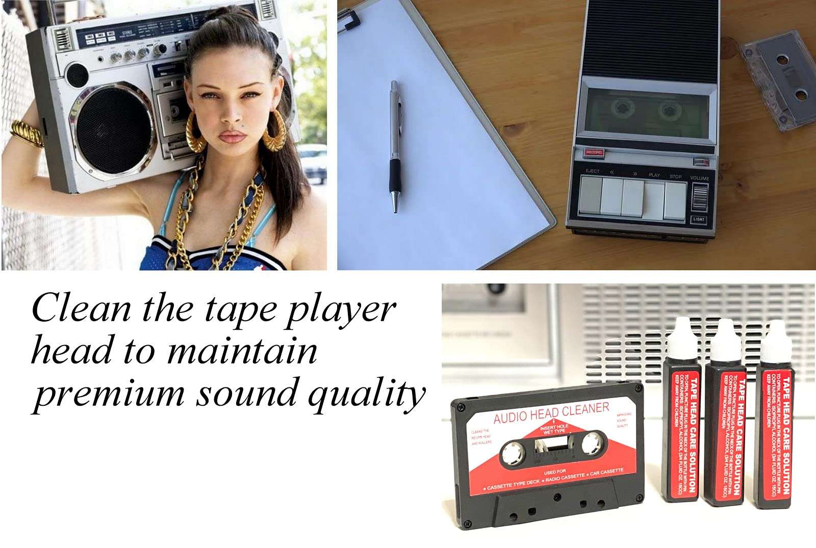 Audio Tape Cassette Head Cleaner w/ 3 Cleaning Fluids Care Wet Maintenance Kit by Alazco 5