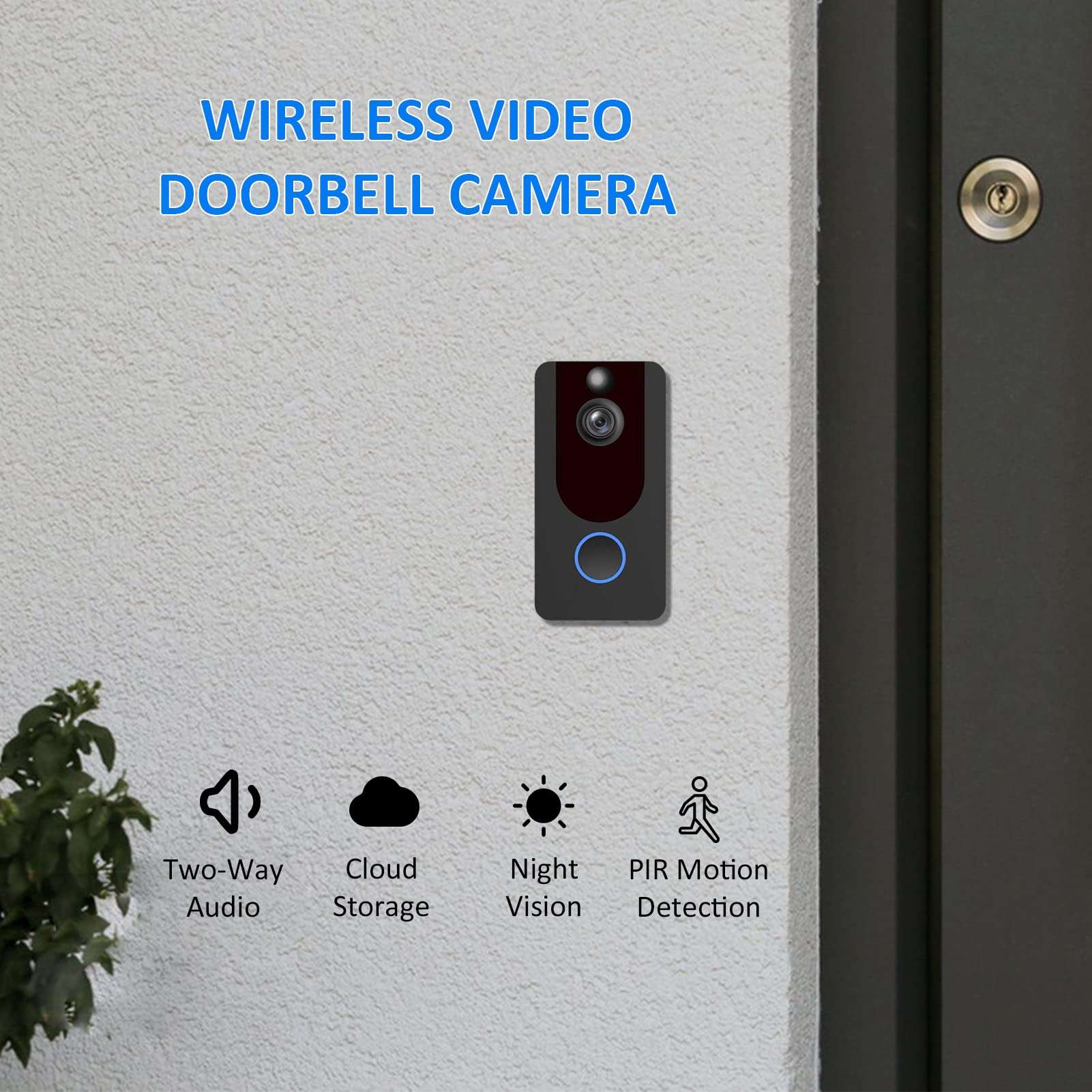 Acogedor Ring Video Doorbell WiFi Wireless Doorbell Camera with Motion Detection, 1080P HD, Night Vision, Remote Intercom Door Bell Cameras Wireless 3