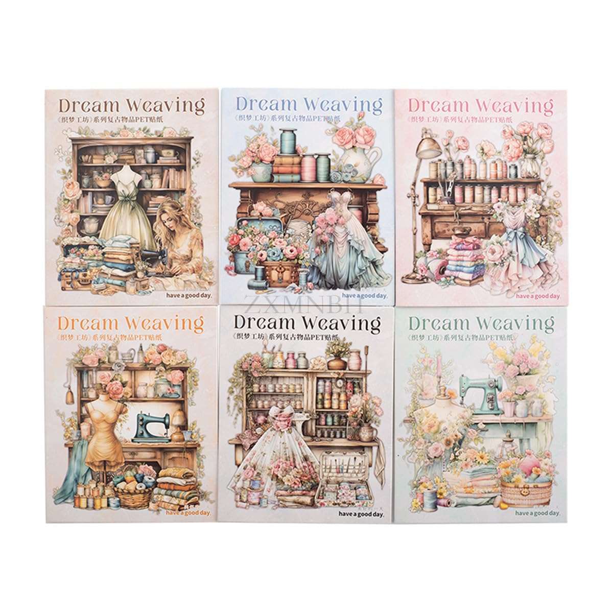 ZXMNBH 15 Pcs/Pack White Embroidery Color PET Stickers for Scrapbooking Kit Waterproof Clear Sticker Junk Journaling Supplies Journals Diary Planner Collage Laptop Paper Crafts 1