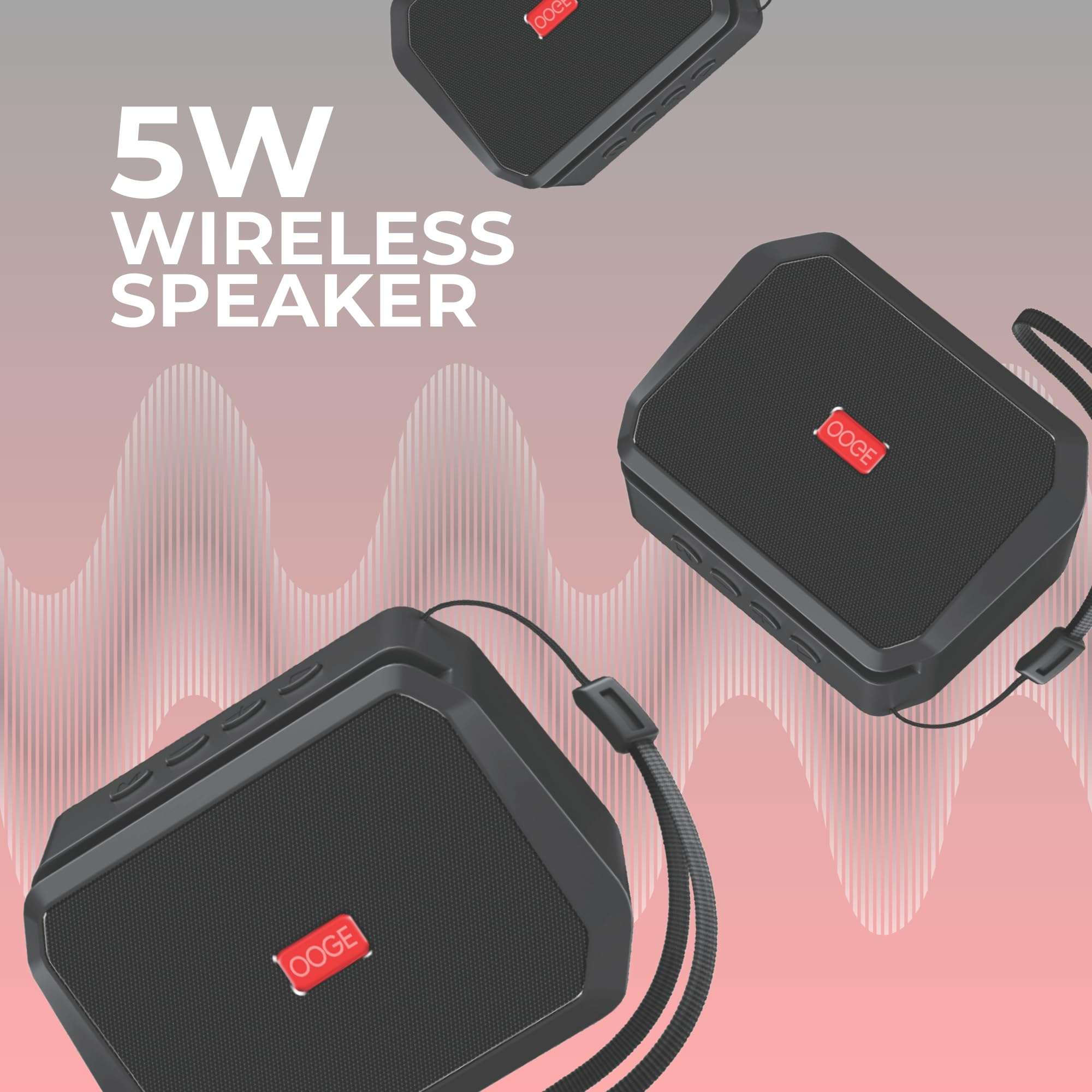 OOGE Vibebox 2000 Bluetooth Speaker | 5W Wireless Speaker with HiFi Sound | Heavy Bass | USB & Type-C Charging | Micro SD Card Slot | Bluetooth 5.3 | 10M Range | 800mAh Battery | Black 3