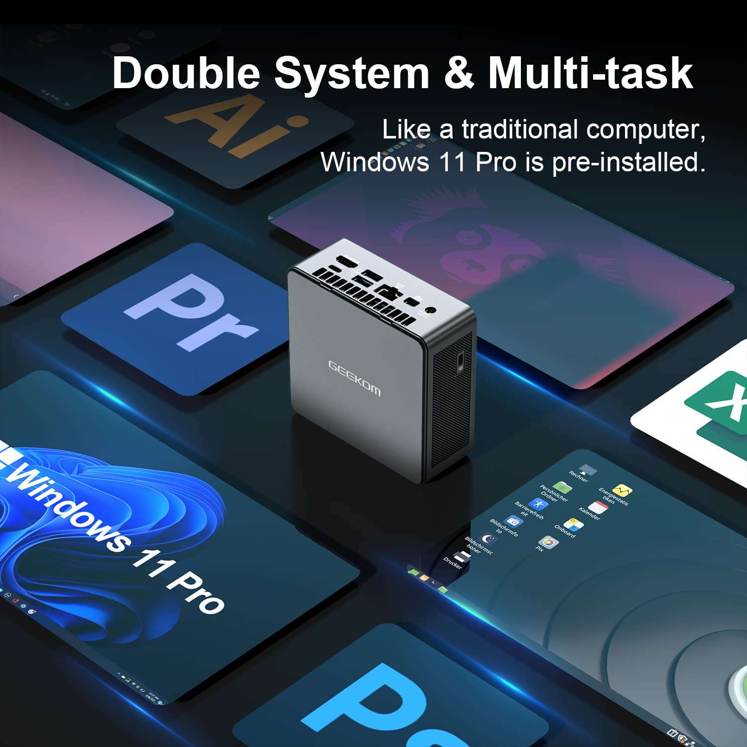 GEEKOM Mini PC Mini IT11,Intel Core i5-1155G7 Mini Computers (8 Threads,Up to 4.5 GHz),16GB DDR4/512GB M.2 SSD Windows 11 Pro Small Desktop Computer,Support 8K UHD/Bluetooth 5.2/WiFi 6/USB4.0 6