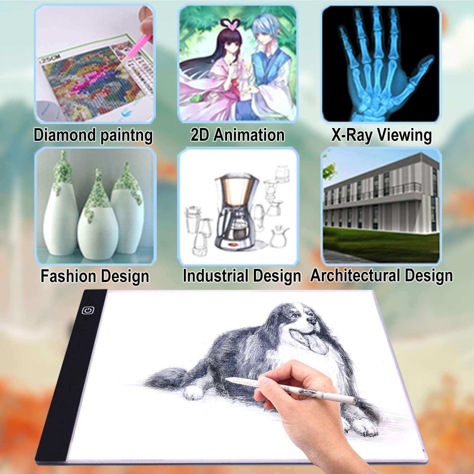 Cozonte A4 LED Light Box, Diamond Painting Light Pad Apply to DIY 5D Diamond Painting, See Symbols and Numbers Clearer, Light pad with Detachable Stand and Clips 5