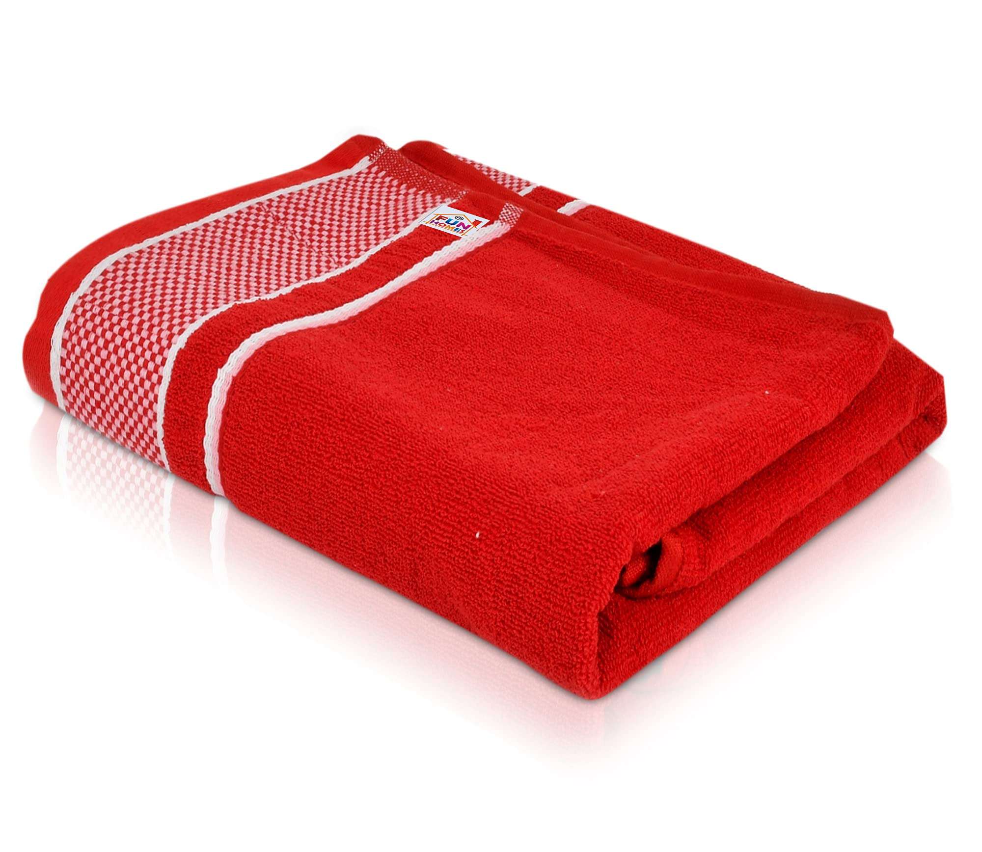 Fun Homes Square Cotton Bath Towel Super Soft, Fluffy, and Absorbent, Perfect for Daily Use Soft Cotton Towels, 30"x60" (Red)-HS_38_FUNH21216 1